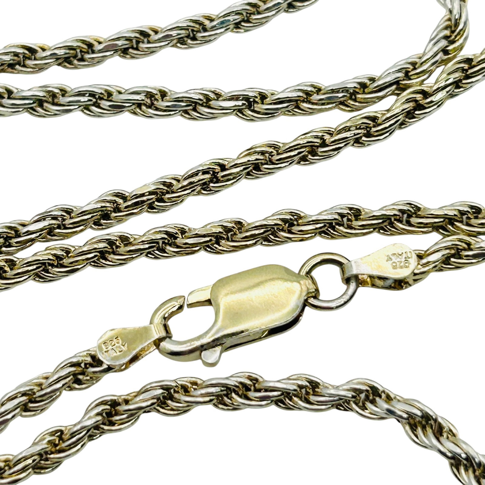 Signed Italy Sterling Rope Chain Necklace: Signed Italy sterling rope chain necklace 14.2g