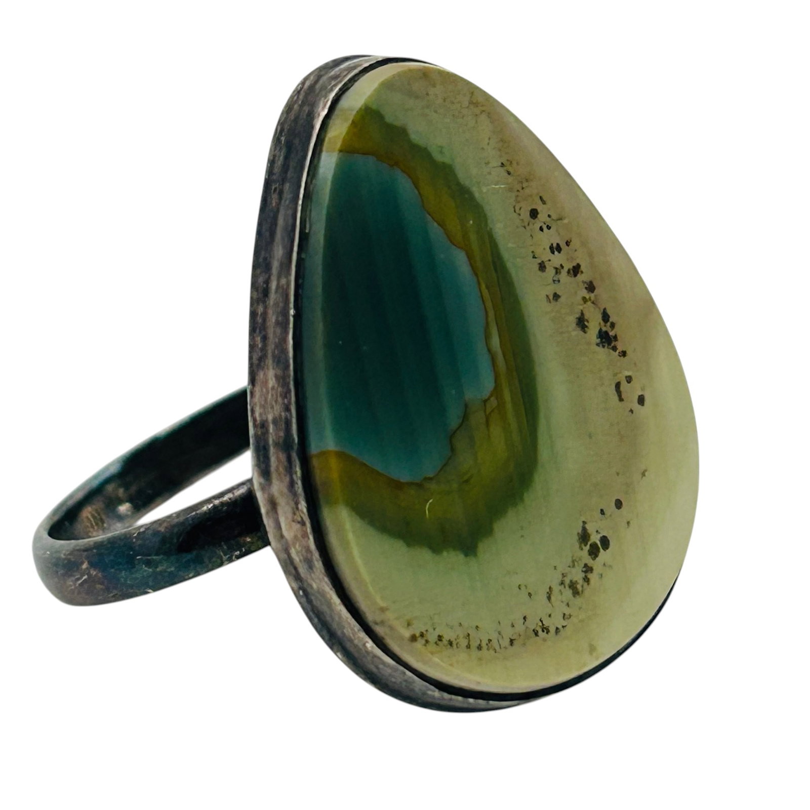 Signed Sterling Agate Ring Sz 7.5 (1 of 5)