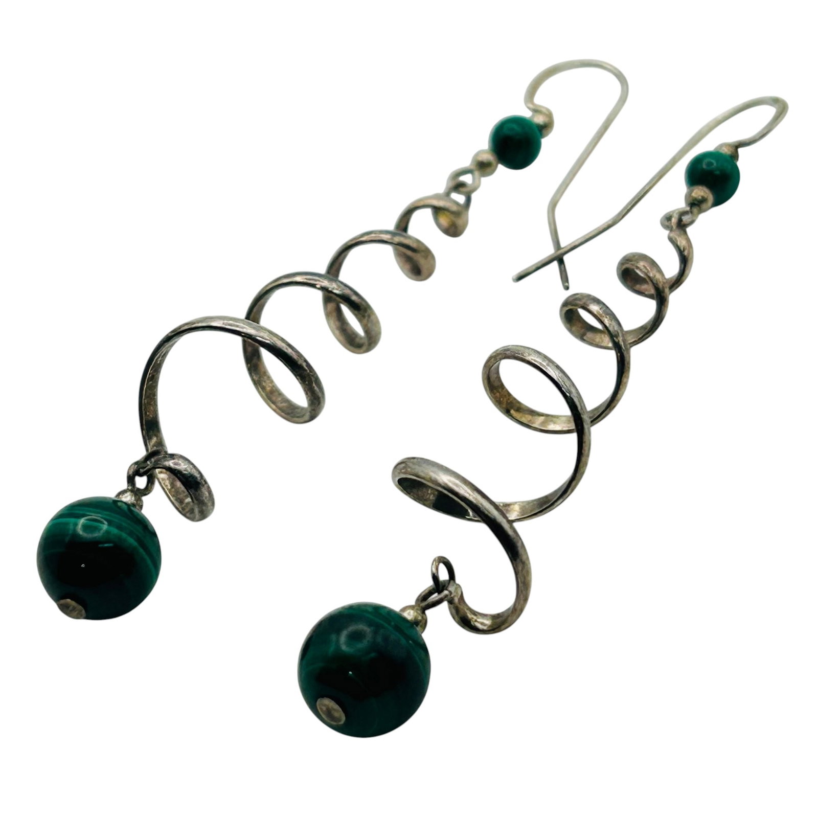 Sterling Malachite Spiral Earrings (1 of 4)