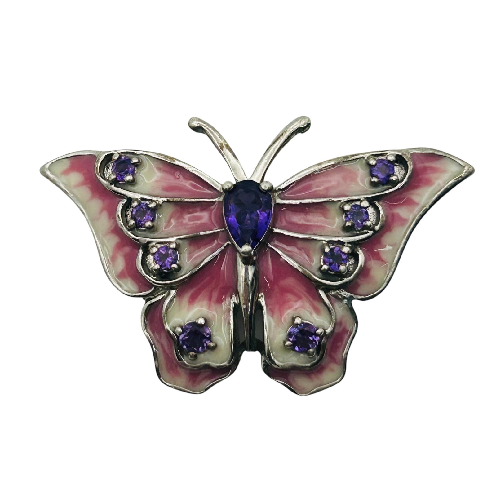 Sterling Amethyst Inlay Butterfly Pendant (1 of 4)