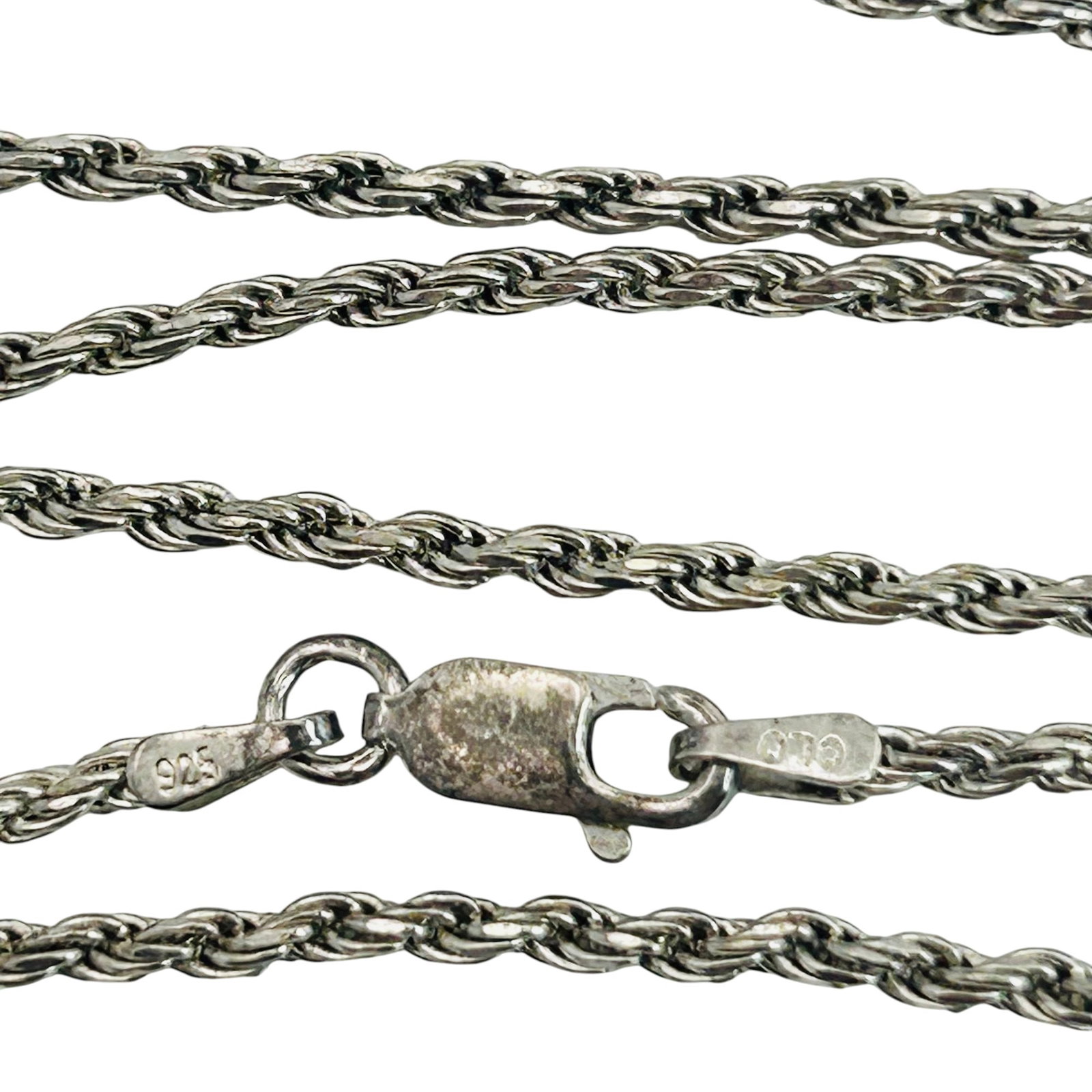 Signed Italy Sterling Rope Chain Necklace (1 of 5)