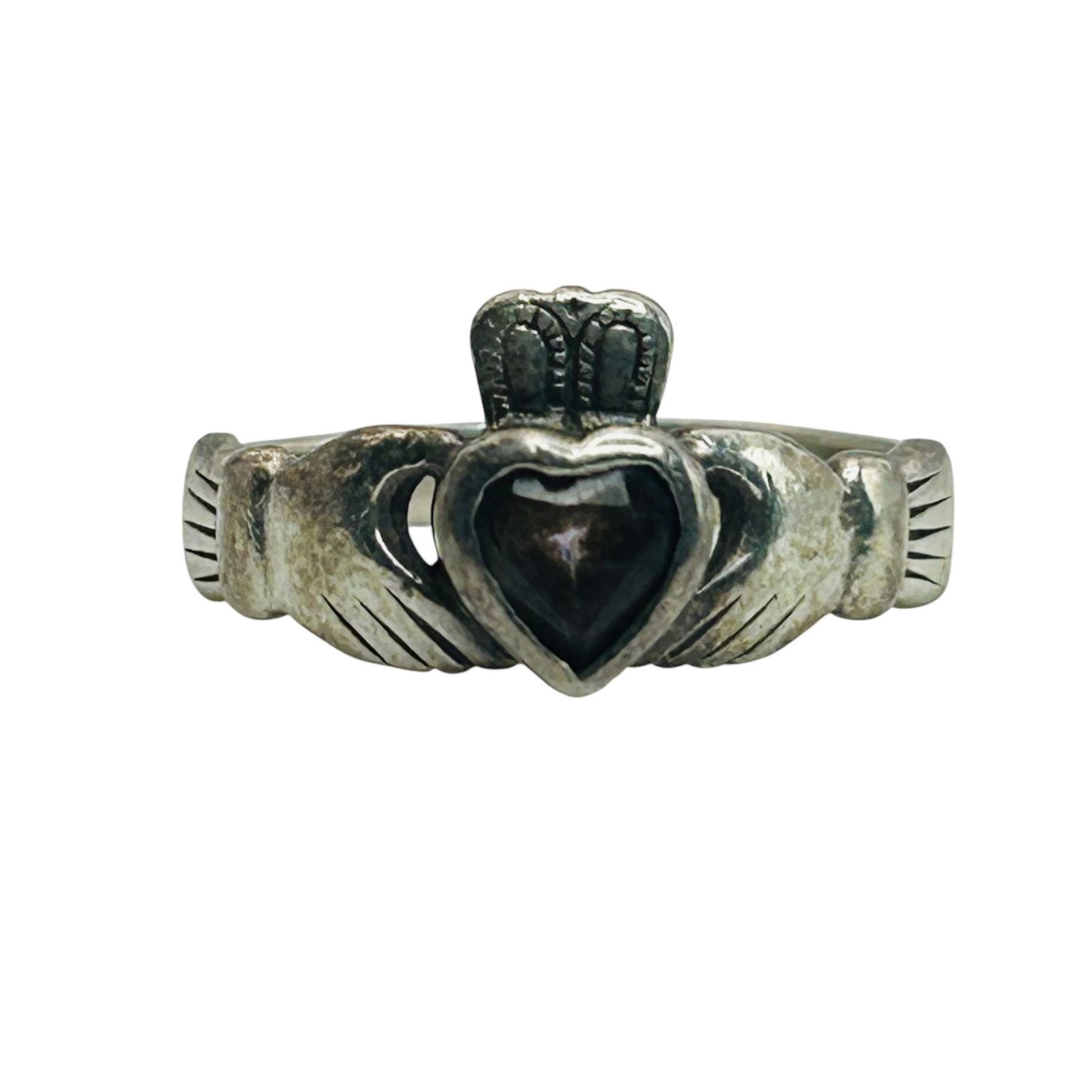 Sterling Amethyst Claddagh Ring Sz 4: Sterling amethyst claddagh ring 2.6g Sz 4
