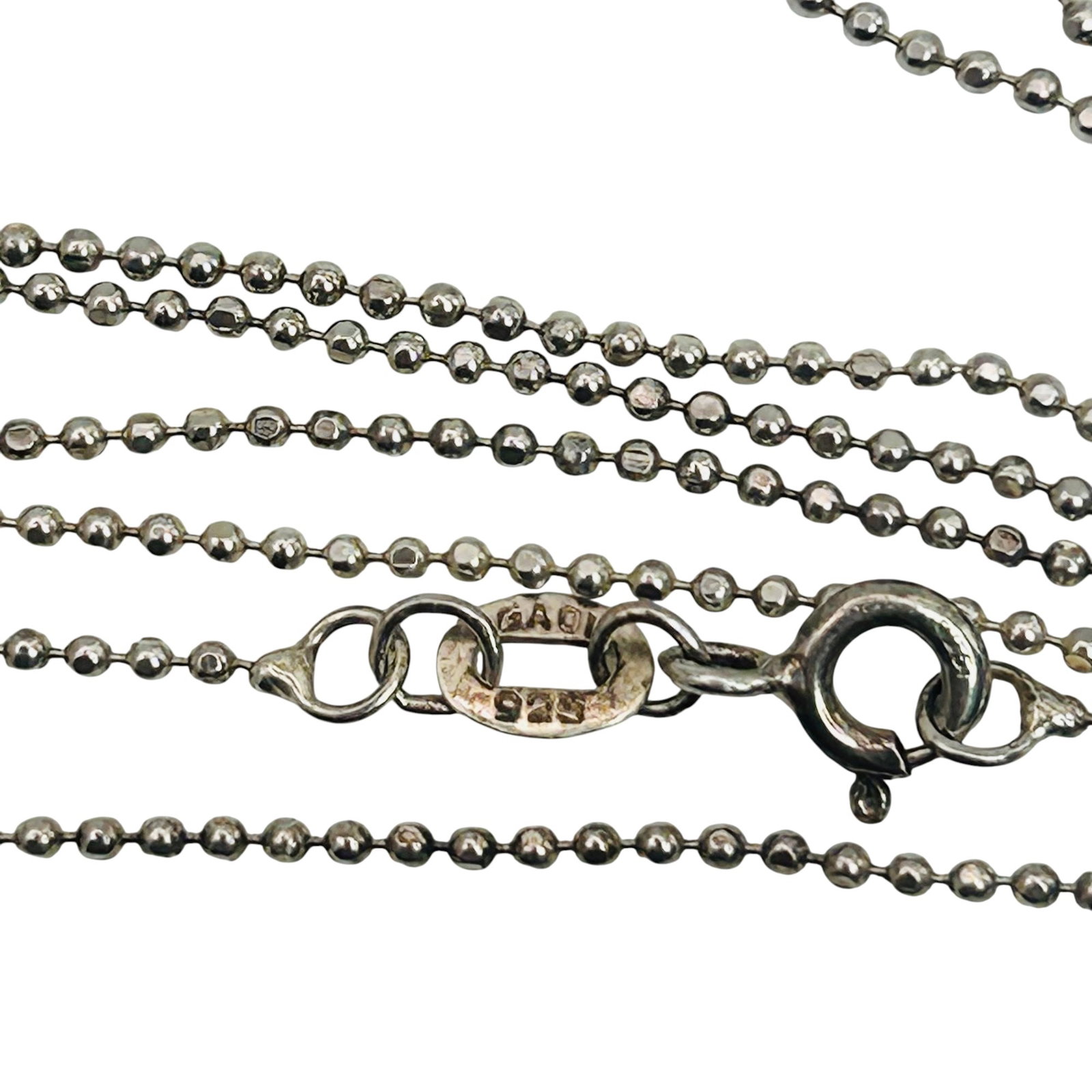 Signed Sterling Bead Chain Necklace: Signed G AOL Sterling bead chain necklace 2.1g