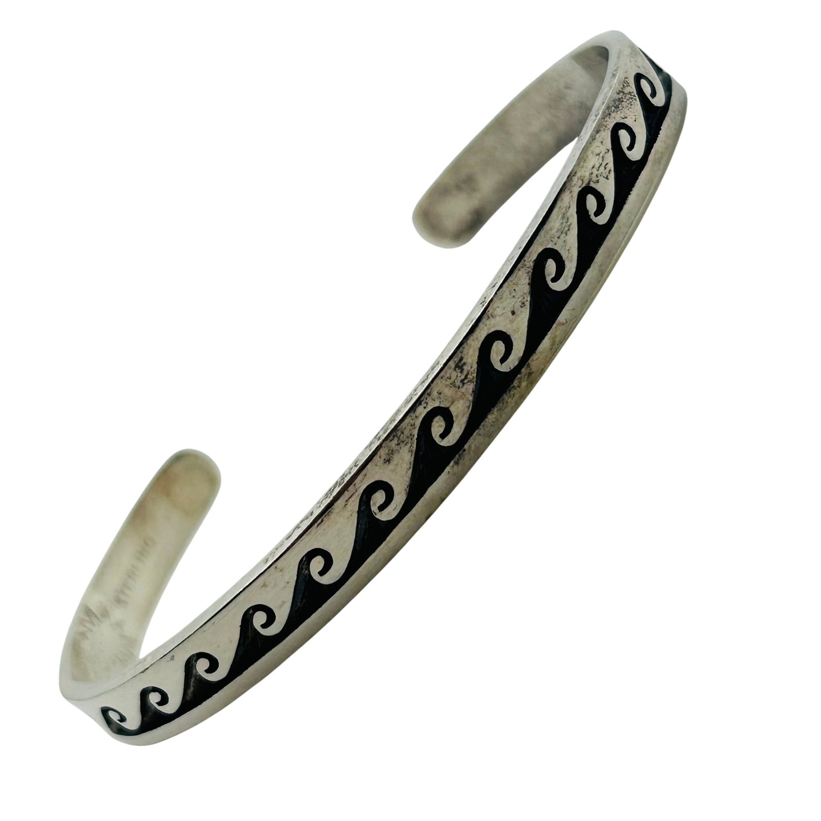 Signed Sterling Wave Cuff Bracelet (1 of 5)