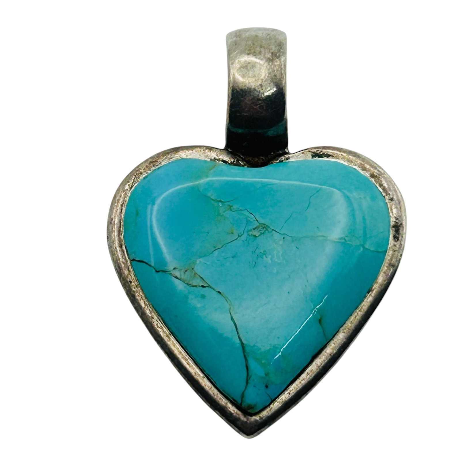 Sterling Turquoise Pendant: Sterling turquoise pendant 5.8g | Cracked turquoise stone. sold as is. see pictures