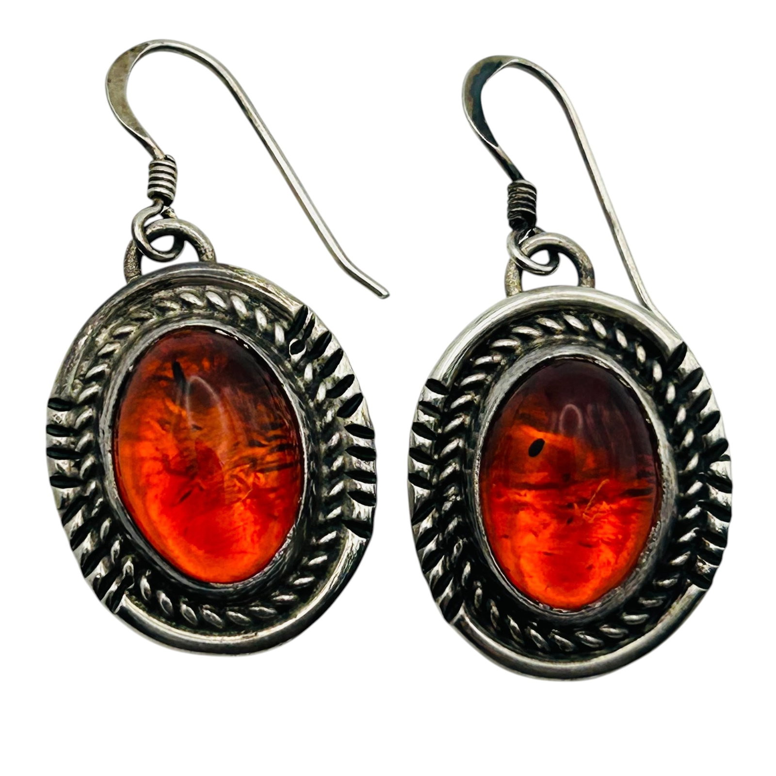 Southwest Sterling Amber Earrings: Southwest sterling amber earrings 6.4g