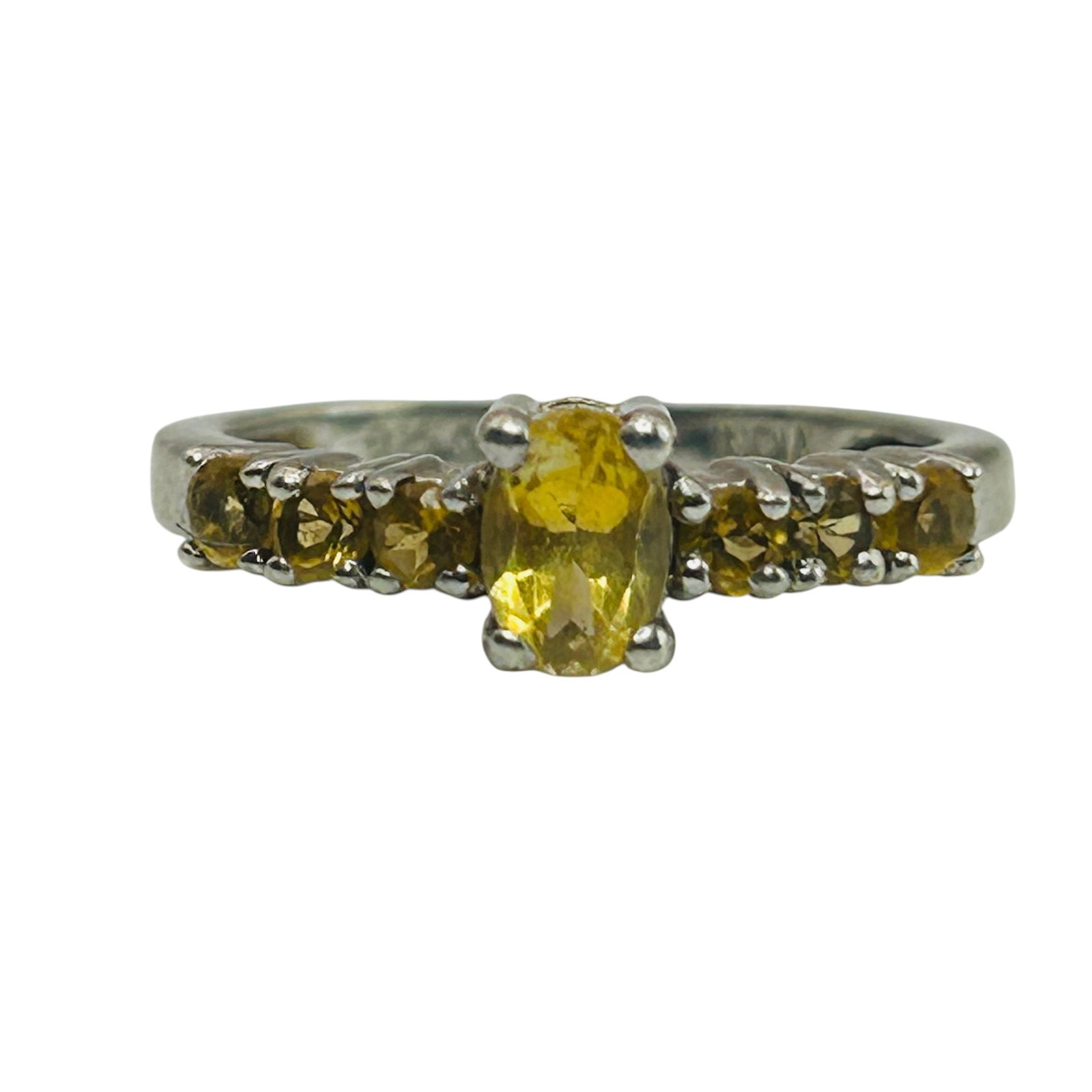 Sterling Citrine Chanel Ring Sz 7: Sterling citrine Chanel ring 2.5g Sz 7