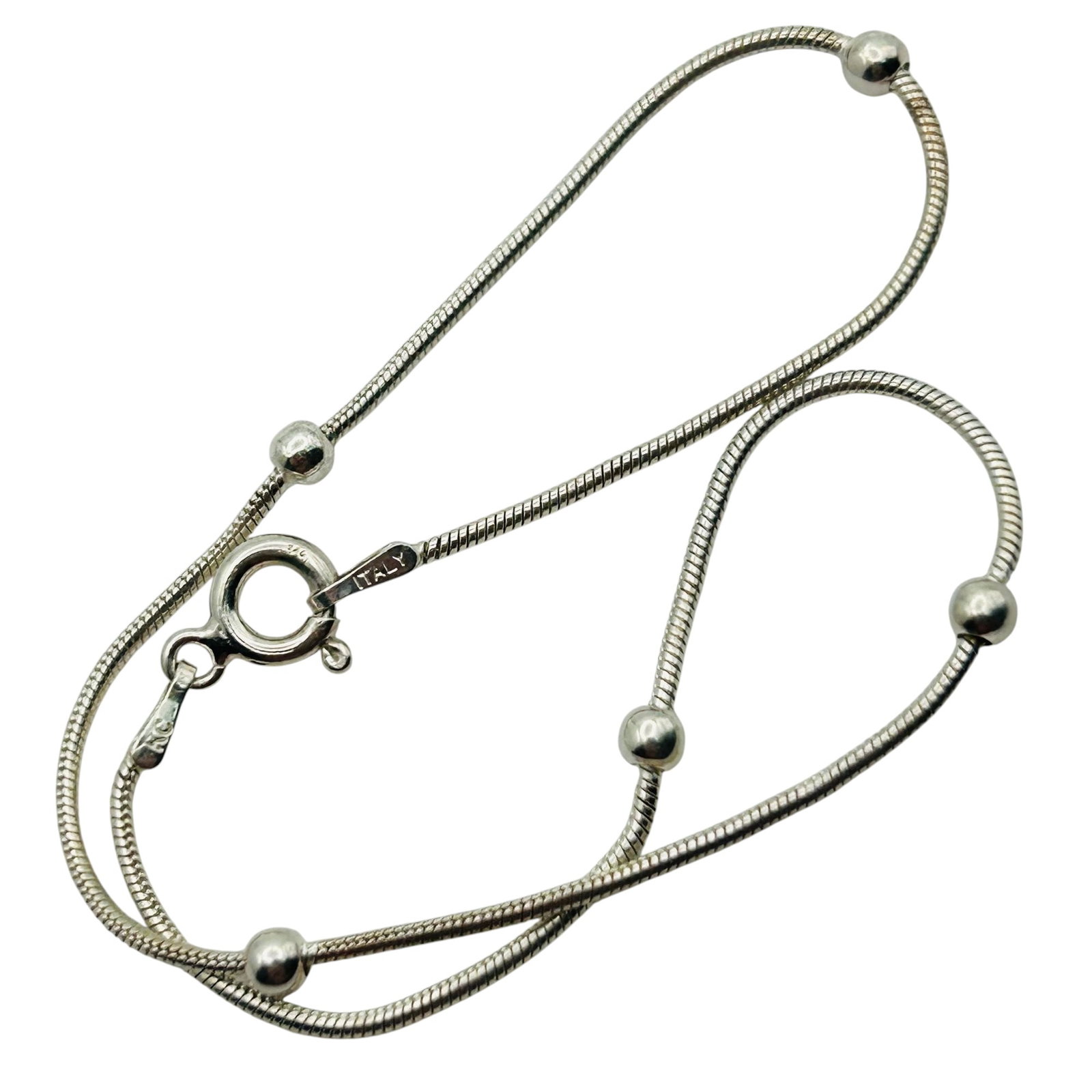 Signed Italy Sterling Round Snake Chain Bracelet (1 of 4)