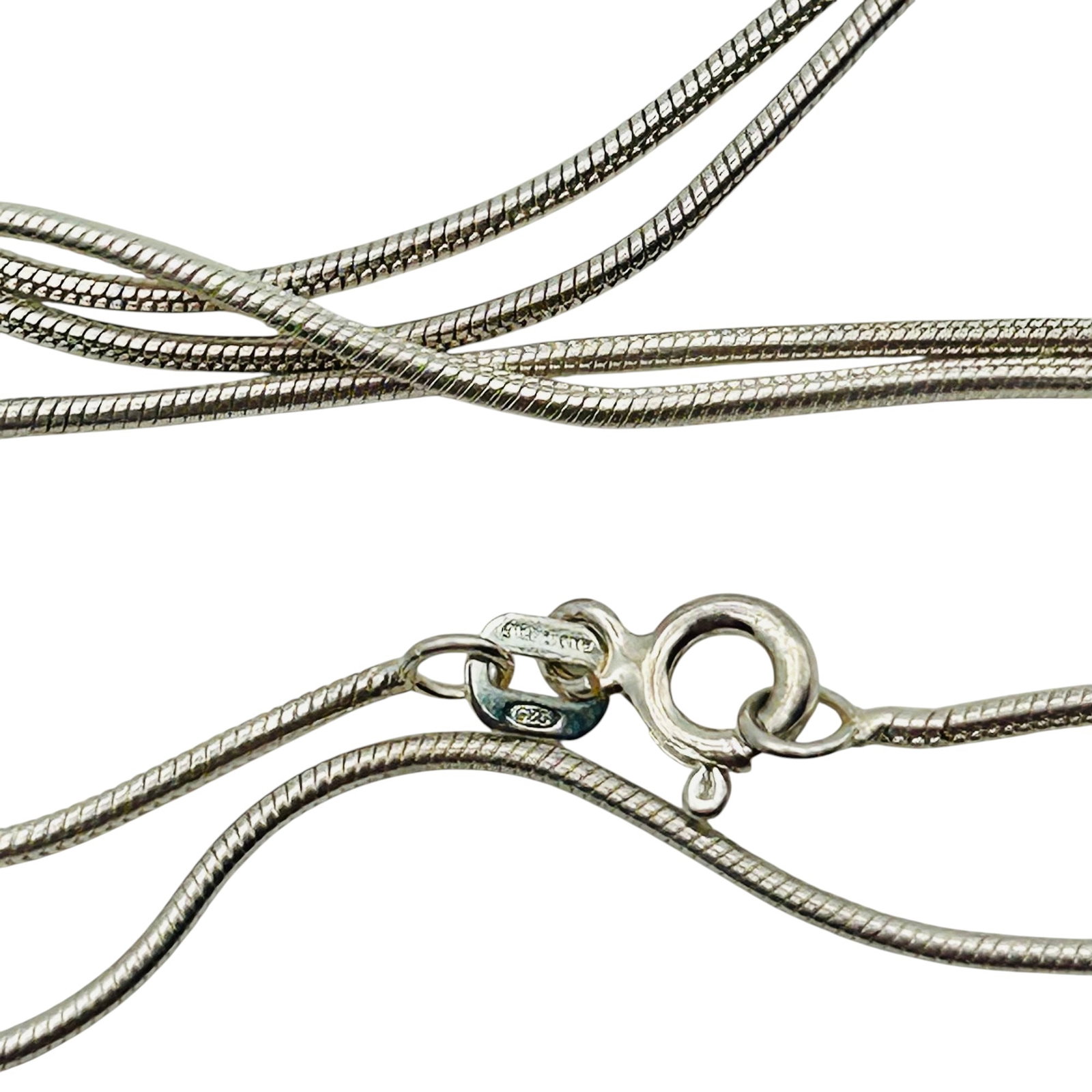 Italy Sterling Long Round Snake Chain Necklace: Italy sterling long round snake chain necklace 6.8g