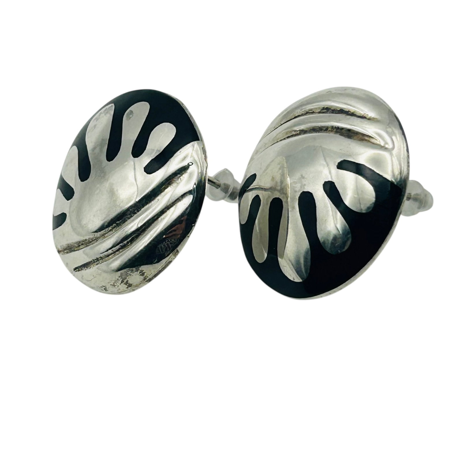 ATI Mexico Vintage Sterling Inlay Earrings: ATI Mexico vintage Sterling inlay earrings 16.5g