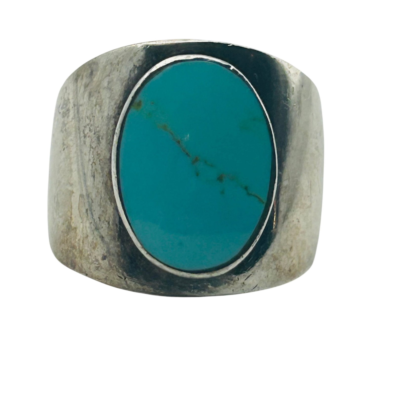 Mexico Sterling Turquoise Ring Sz 5: Mexico Sterling turquoise ring 11.5g Sz 5