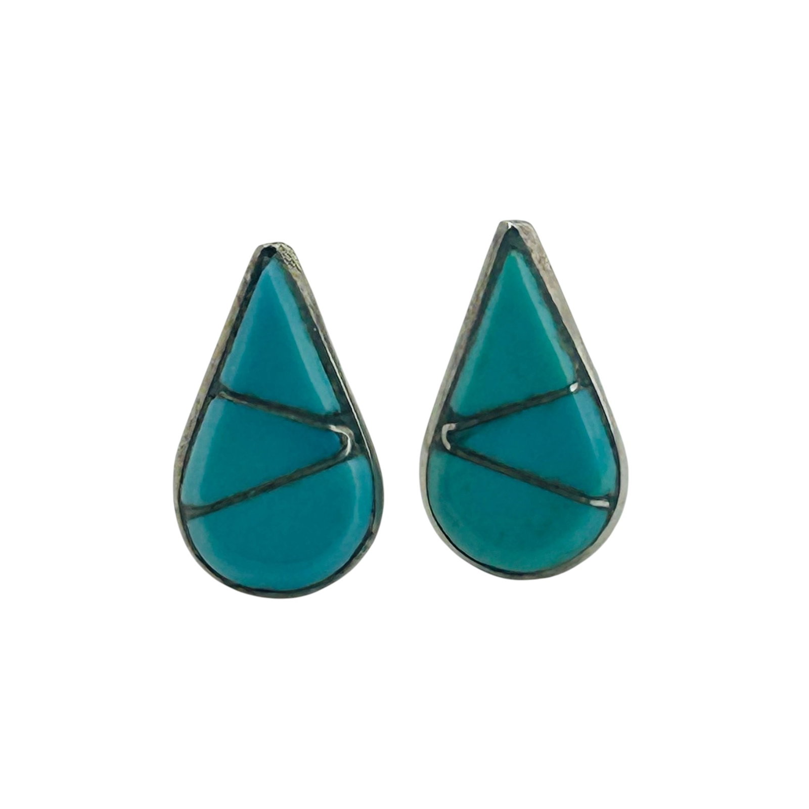 Southwest Sterling Turquoise Teardrop Earrings: Southwest sterling turquoise teardrop earrings 0.9g