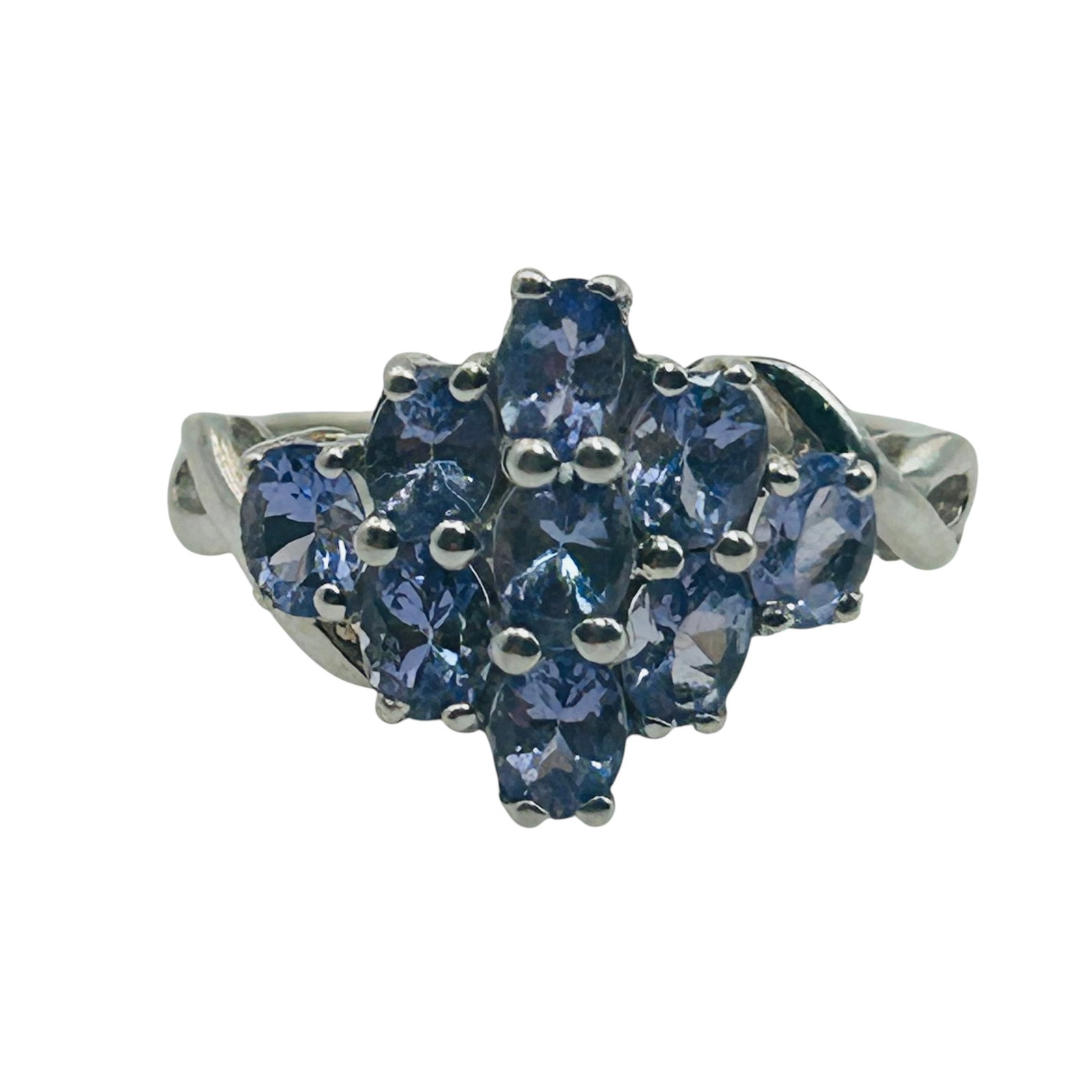 Signed Sterling Iolite Cluster Ring Sz 5: Signed VJL Sterling iolite cluster ring 2.2g Sz 5