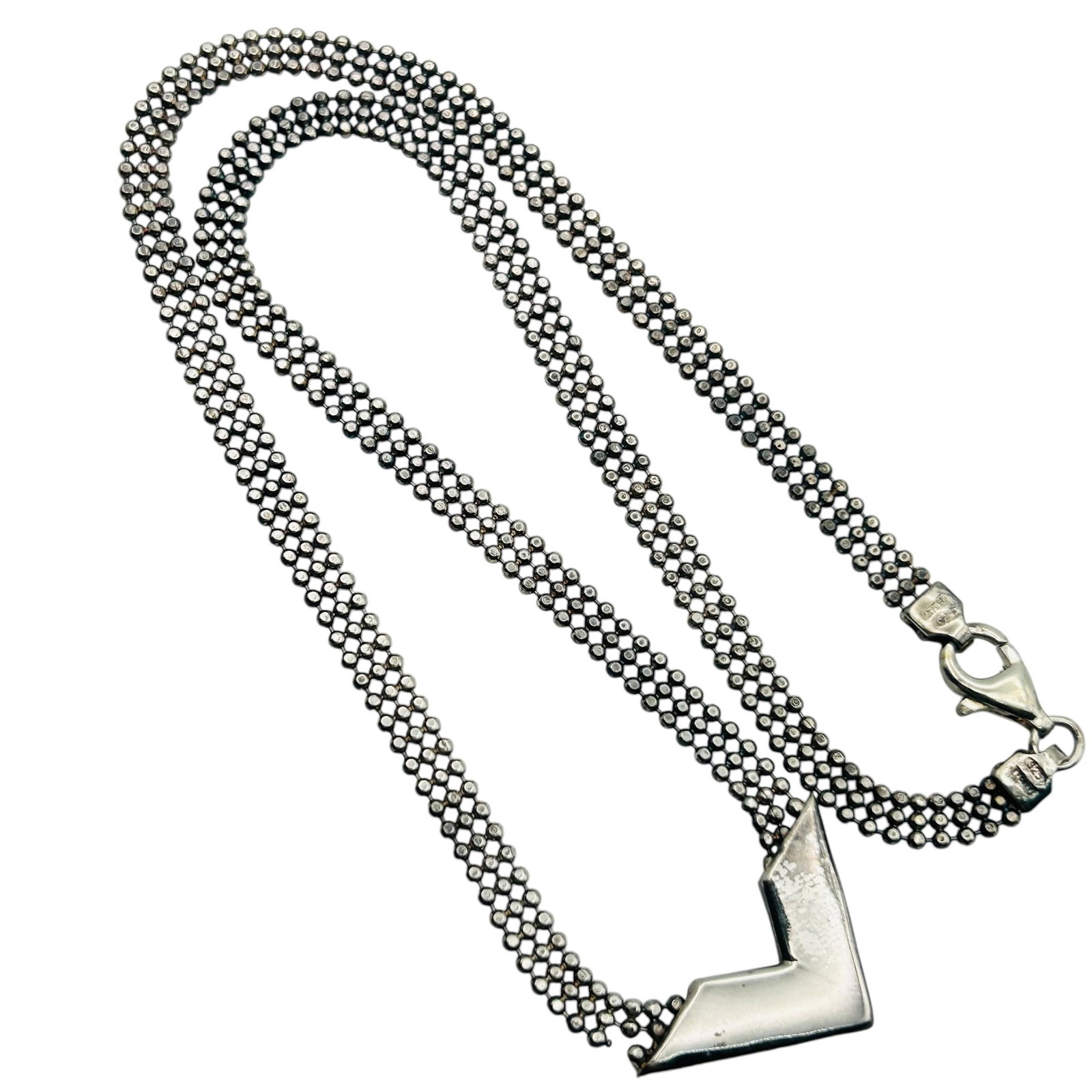 Italy Sterling Multi Bead Pointed Necklace: Italy sterling multi bead pointed necklace 9.7g