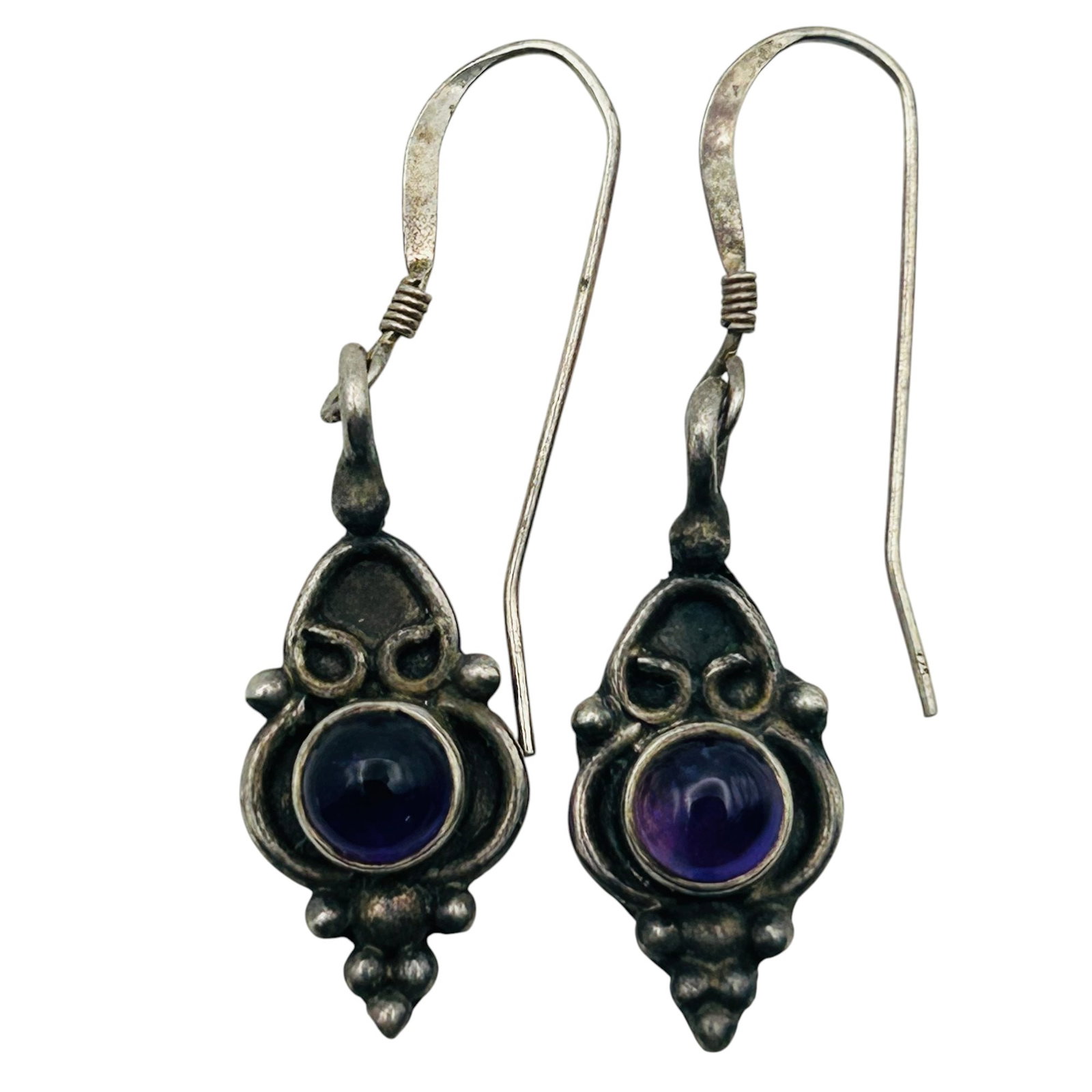 Sterling Amethyst Hook Back Earrings: Sterling amethyst hook back earrings 3.3g