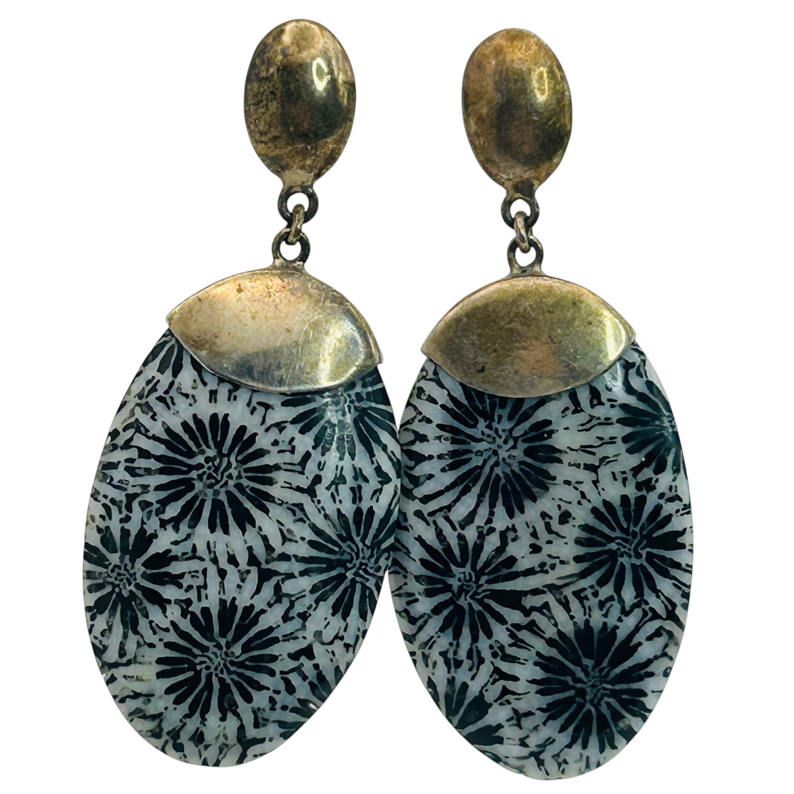 Sterling Fossil Coral Earrings: Sterling fossil coral earrings 9.9g
