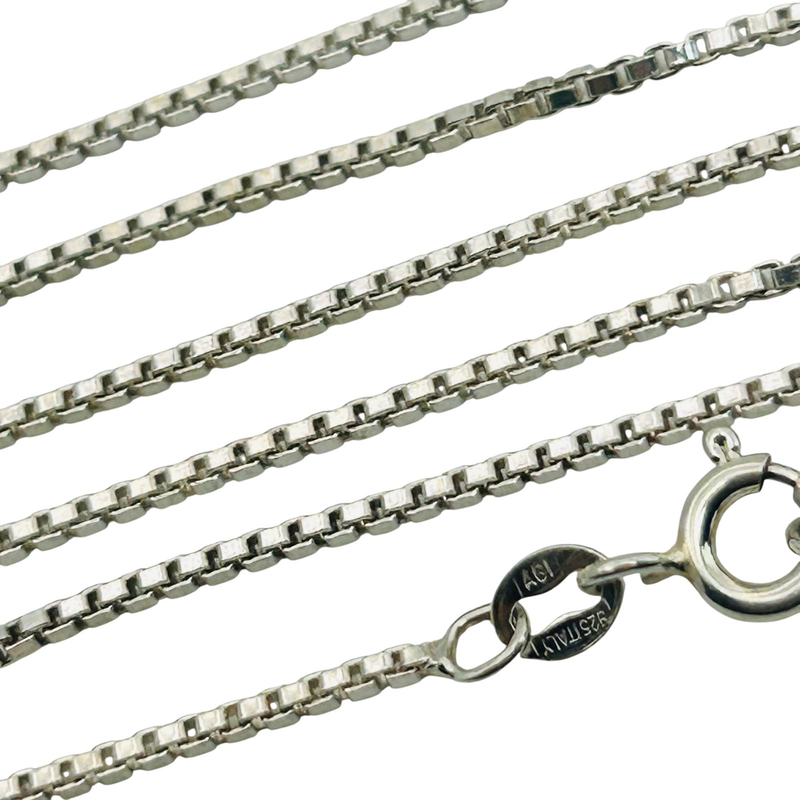 Signed Italy Sterling Box Chain Necklace (1 of 4)