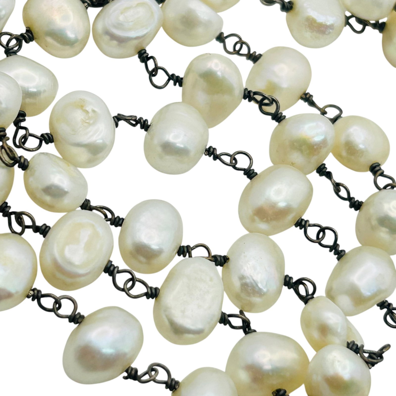 Sterling Long Pearl Necklace: Sterling long pearl necklace 44.5g