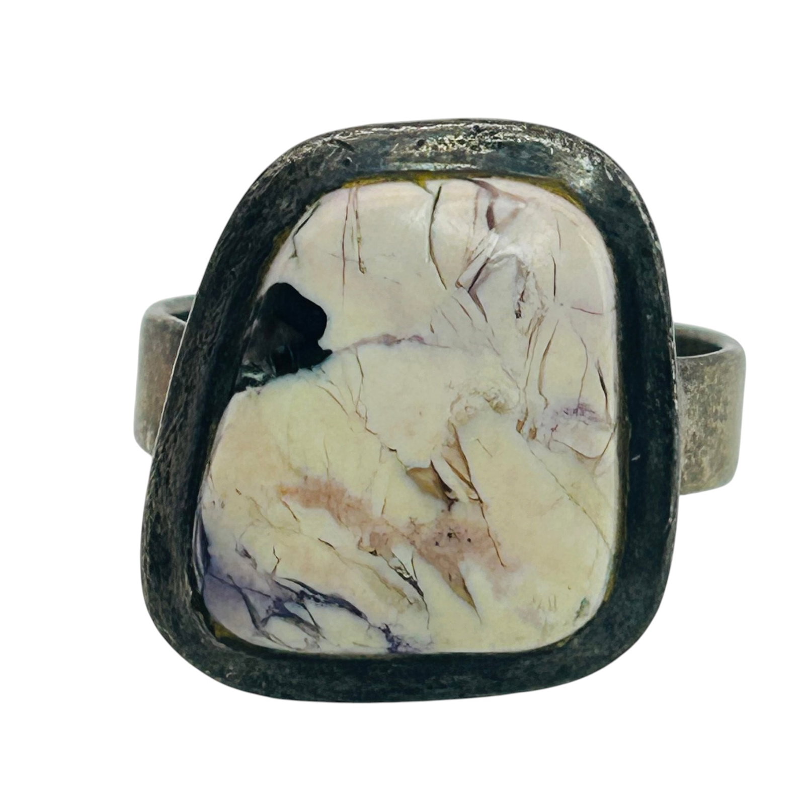 Sterling Tiffany Stone Cabochon Ring Sz 6: Sterling Tiffany stone cabochon ring 5.3g Sz 6