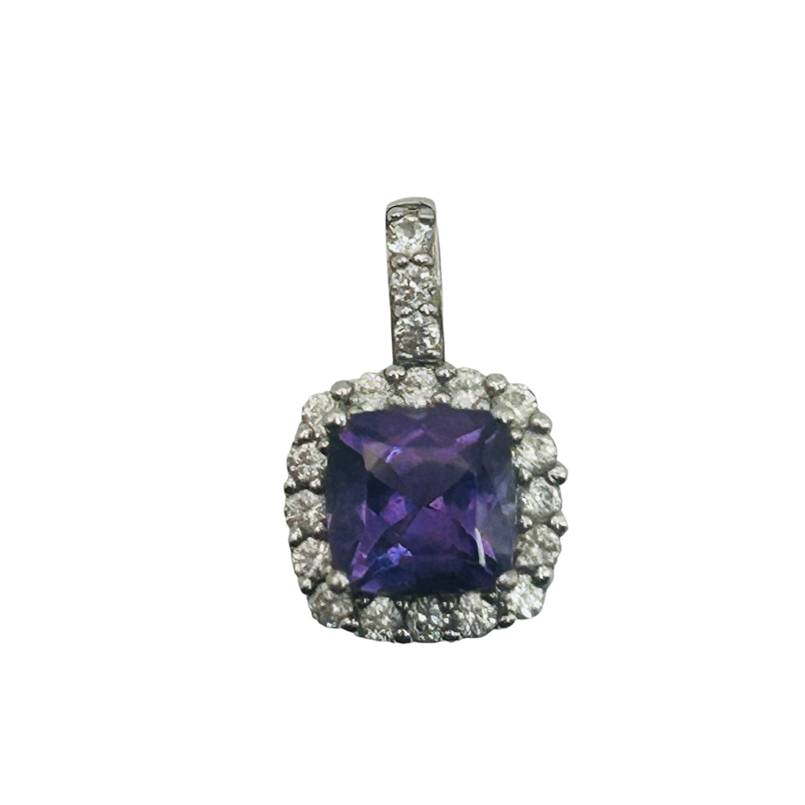 Sterling Amethyst Topaz Halo Set Pendant: Sterling amethyst topaz halo set pendant 1.3g