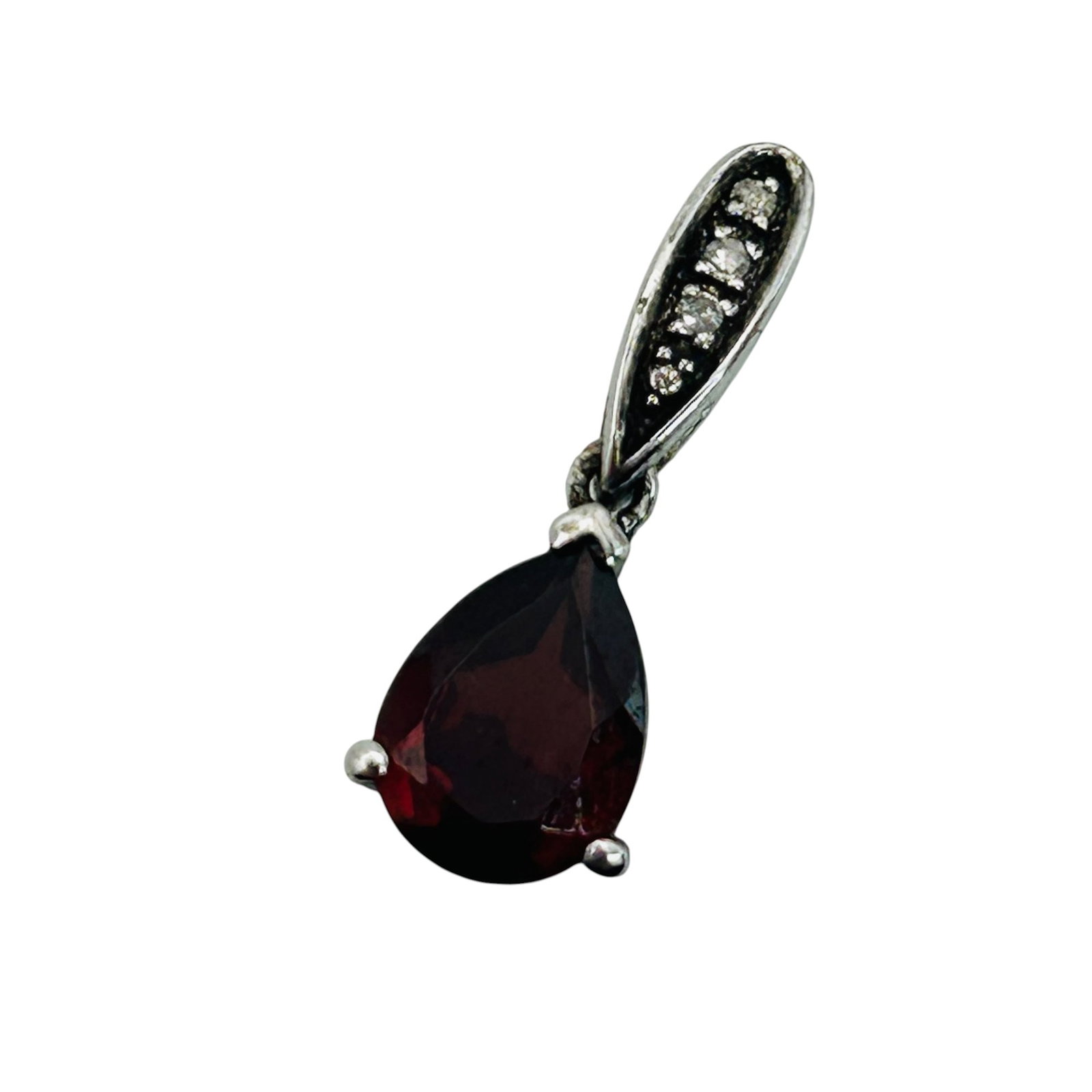 Sterling Garnet Diamond Pendant (1 of 4)