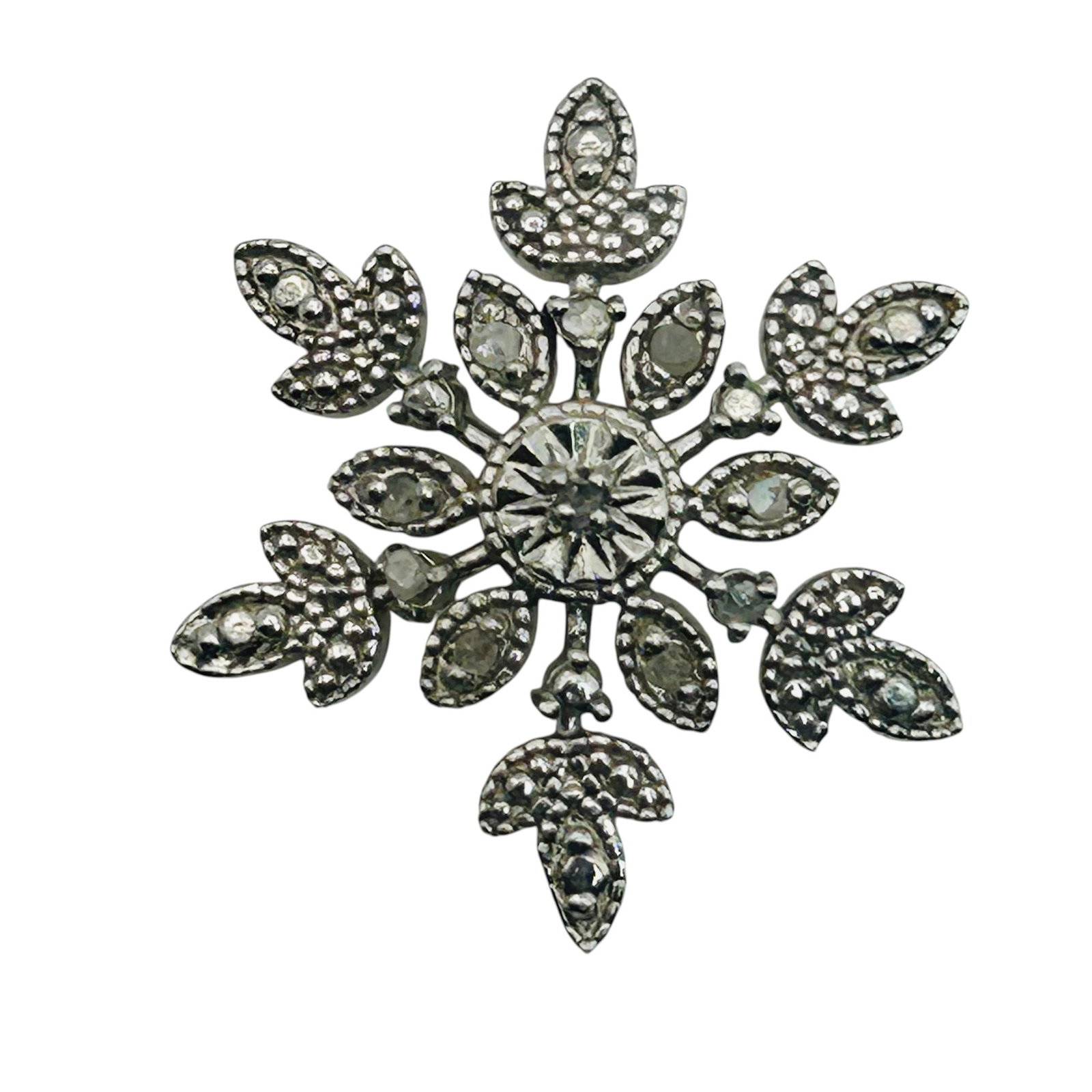 Signed Sterling Diamond Snow Flake Pendant 2.2g (1 of 4)
