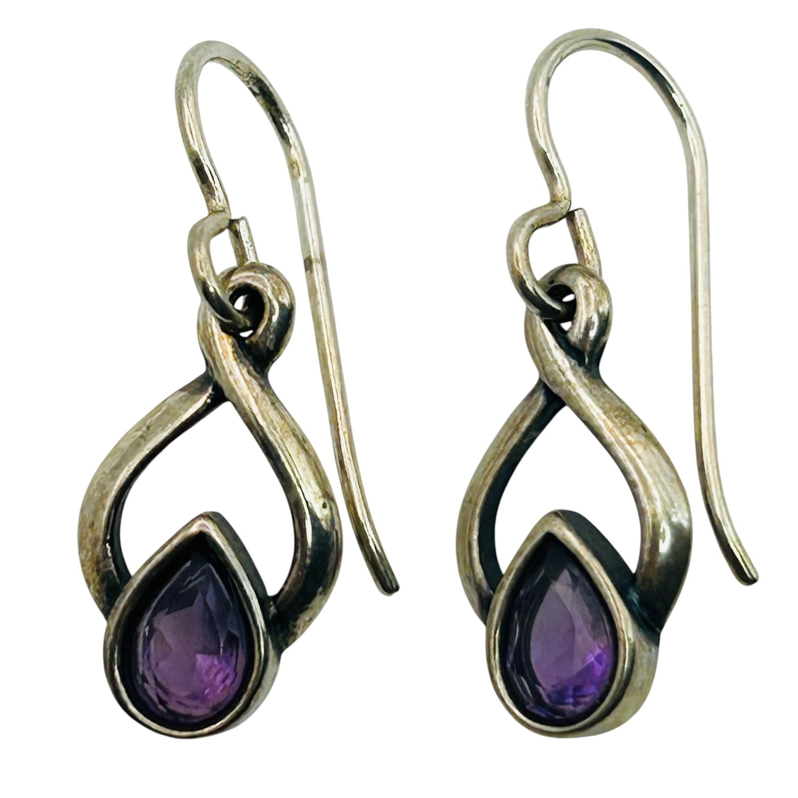 Signed Sterling Amethyst Infinity Earrings (1 of 6)