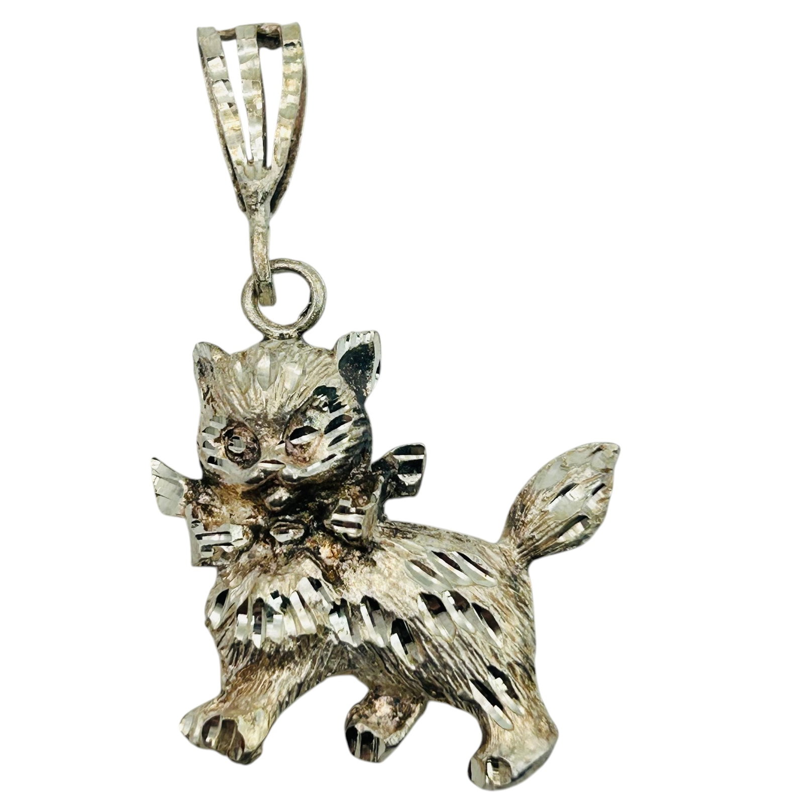 Sterling Cat Textured Pendant: Sterling cat textured pendant 7.4g