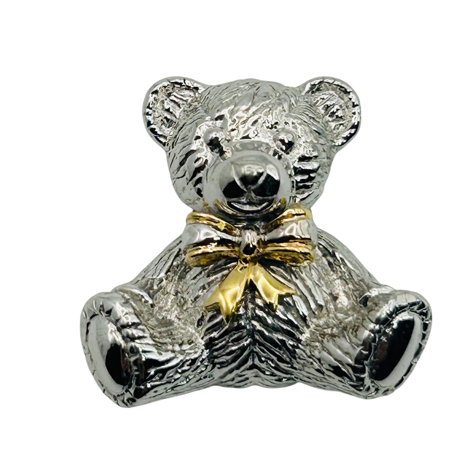 Signed Sterling 18k Teddy Bear Pendant (1 of 4)