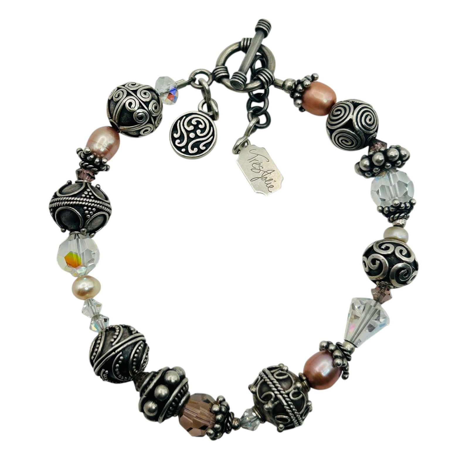 Tres Jolie Sterling Pearl Beaded Detail Bracelet (1 of 6)