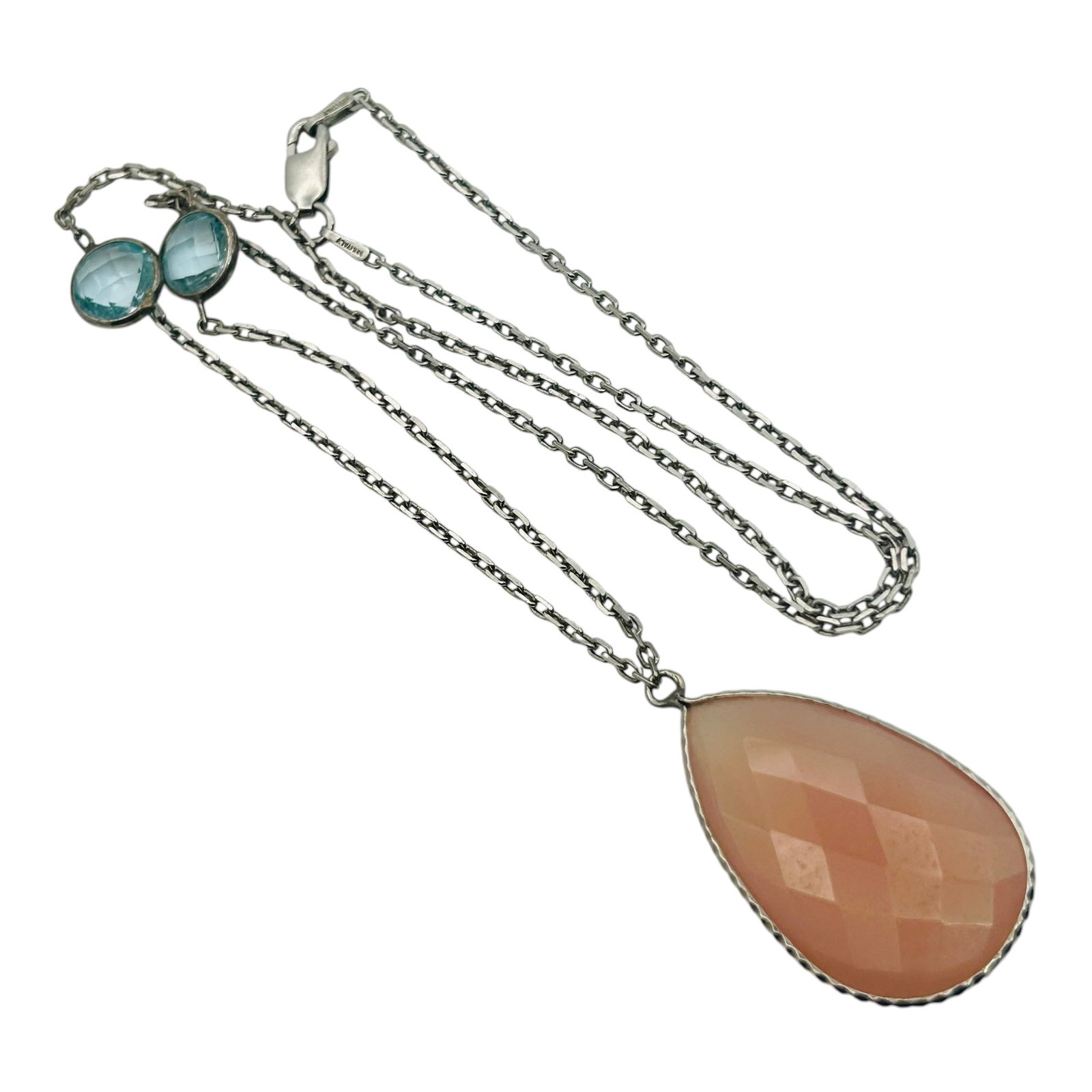 Signed Italy Sterling Rose Quartz Topaz Necklace (1 of 6)