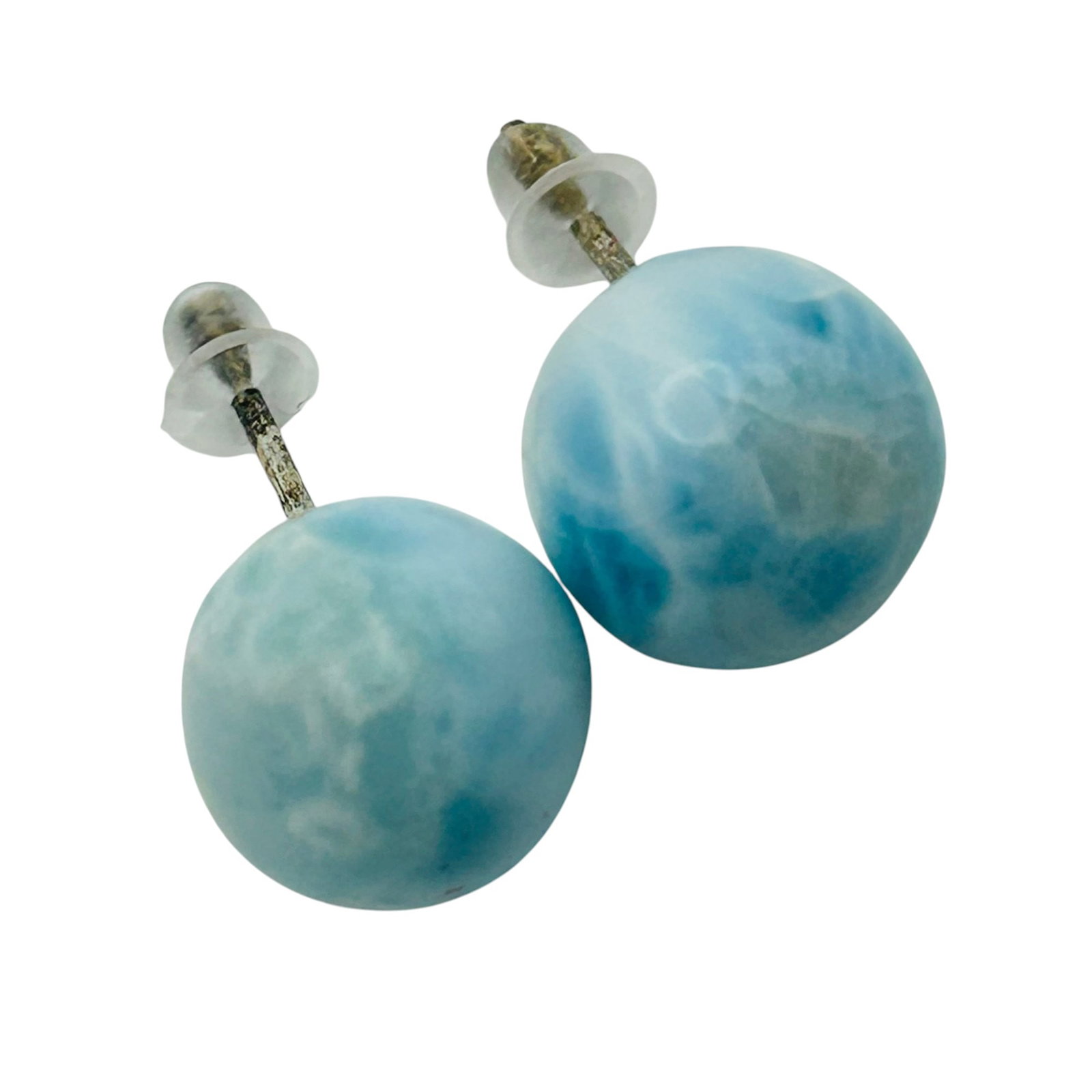 Sterling Larimar Round Earrings: Sterling larimar round earrings 4.0g