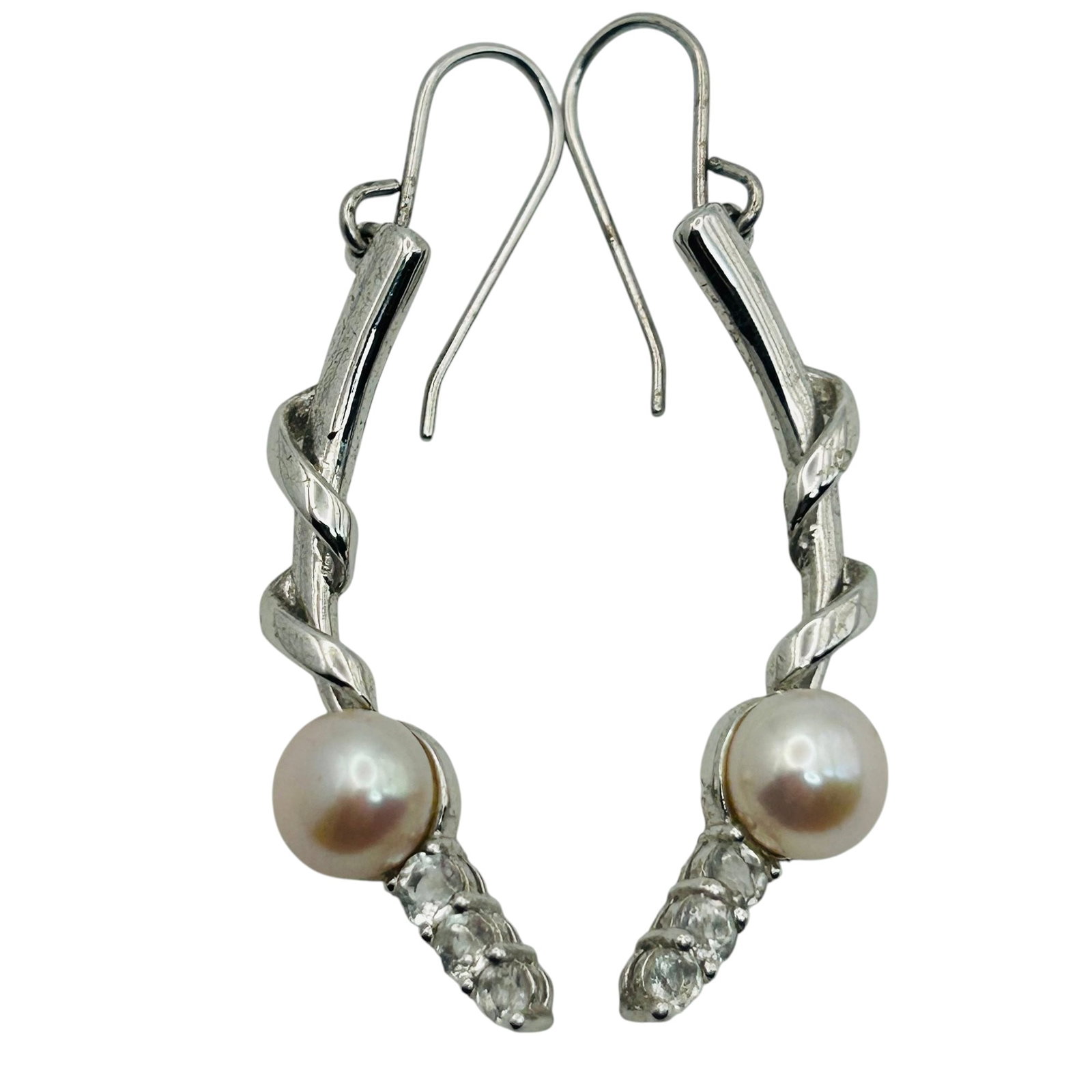 Signed Sterling Spinel Pearl Earrings: Signed WH Sterling spinel pearl earrings 5.5g
