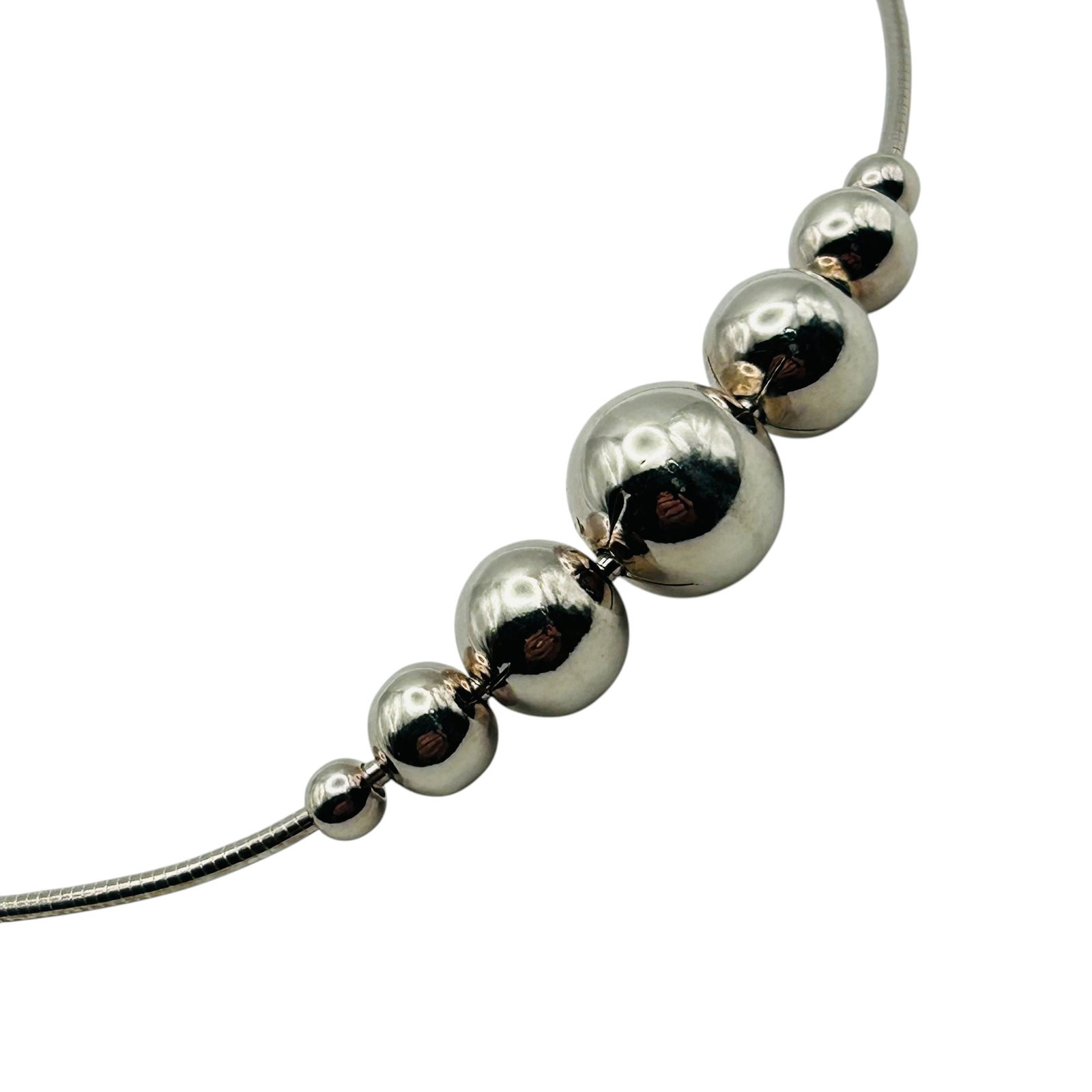 Sterling Round Snake Chain Bead Necklace: Sterling round snake chain bead necklace 10.1g 9in