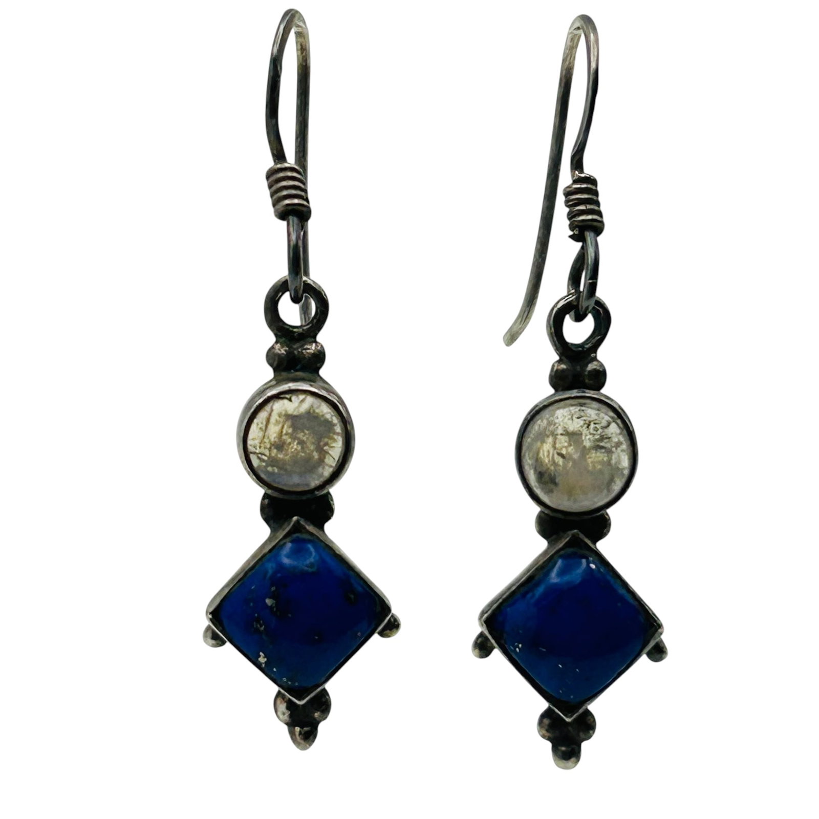 Sterling Moonstone Lapis Lazuli Earrings (1 of 6)