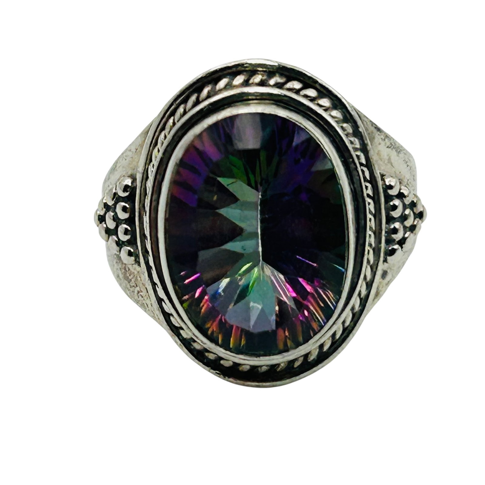 Sterling Mystic Topaz Ring Sz 8: Sterling mystic topaz ring 6.0g Sz 8