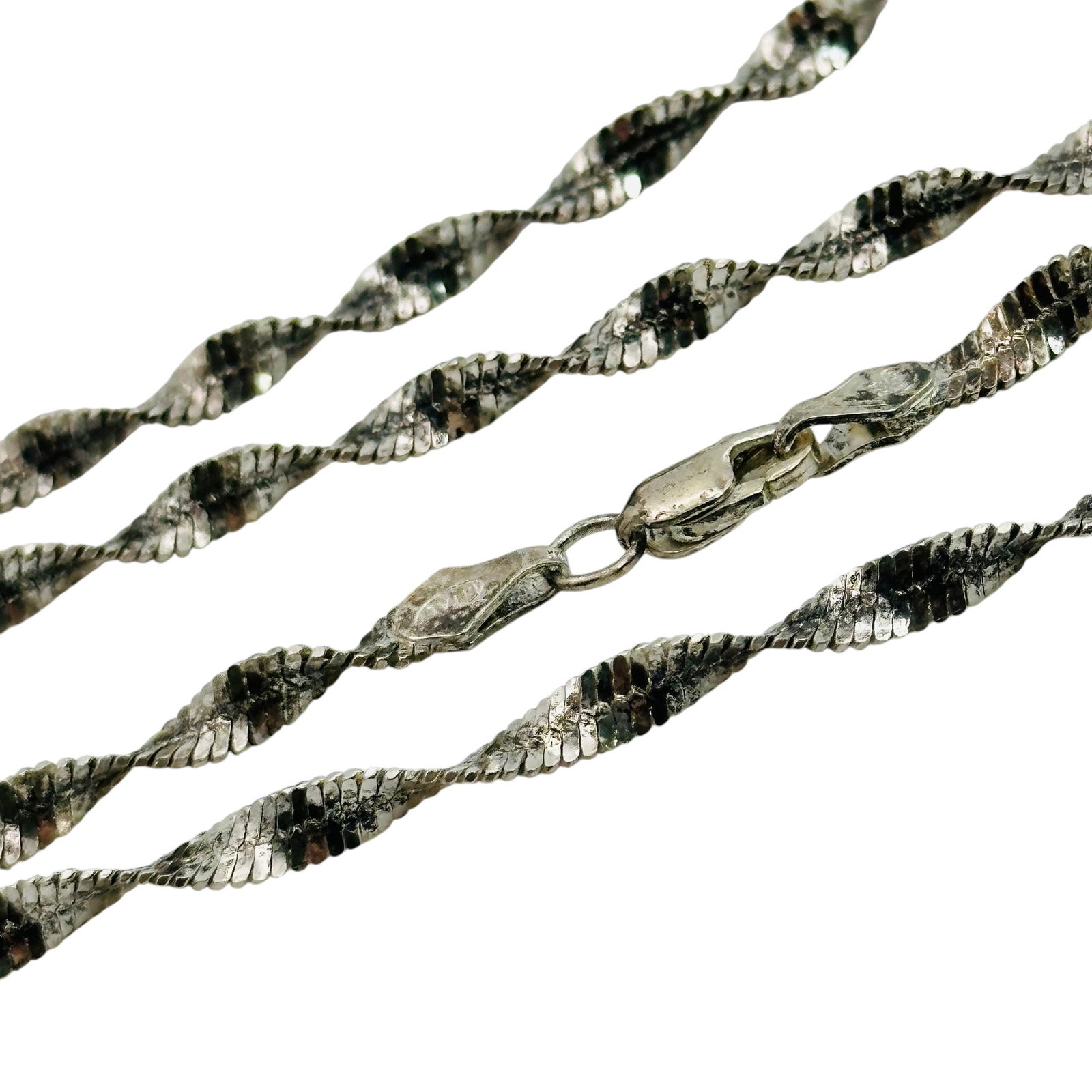 Signed Italy Sterling Twisted Snake Chain Necklace (1 of 6)