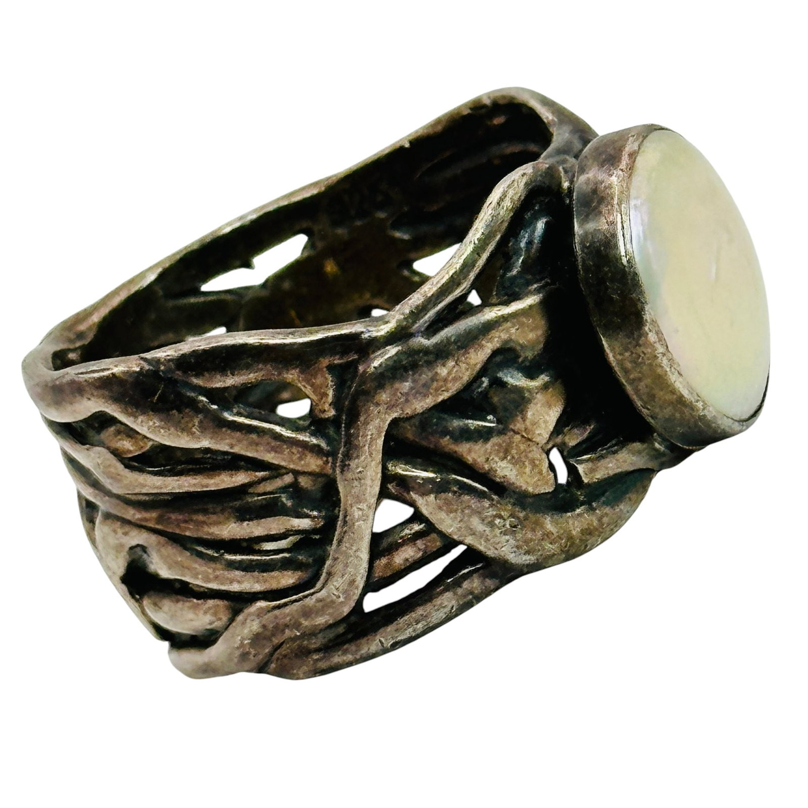 Sterling Pearl Thick Band Sz 11: Sterling pearl thick band 14.0g Sz 11