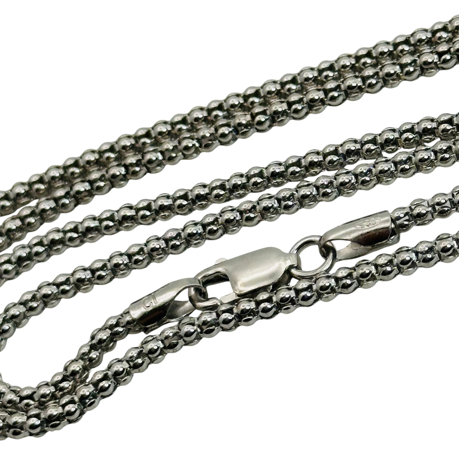 Signed Italy Sterling Popcorn Chain Necklace (1 of 5)