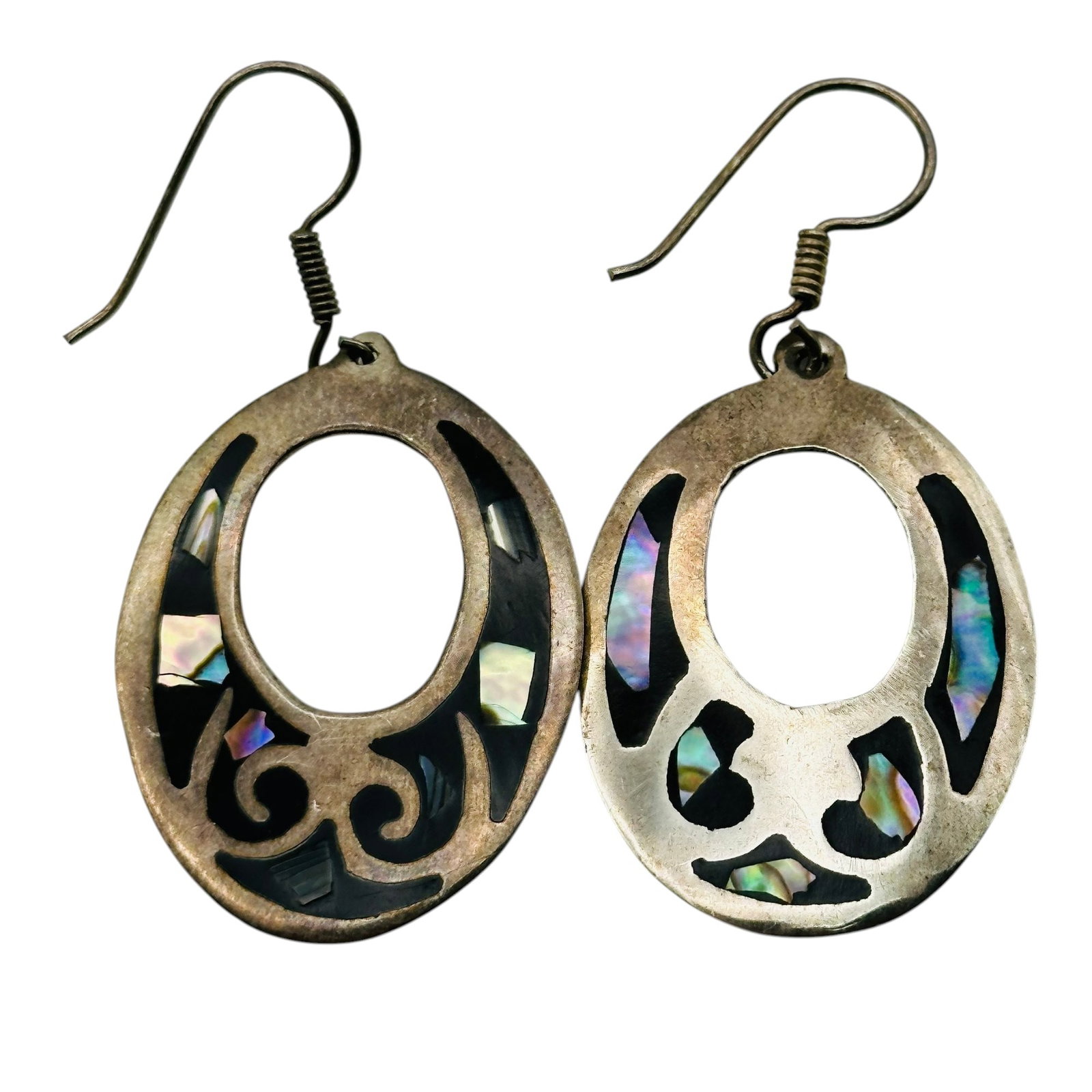 Sterling Abalone Onyx Earrings: Sterling abalone onyx earrings 8.6g