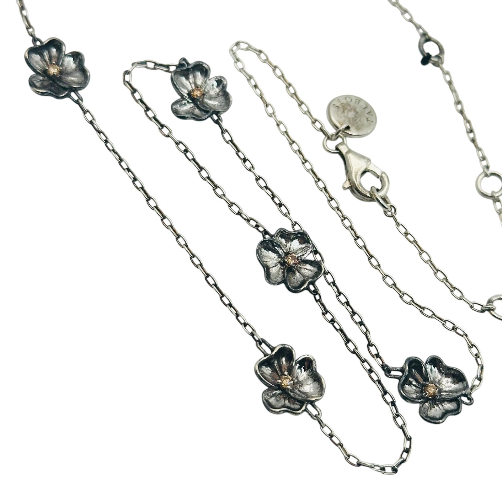 TALBOTS Sterling Flower Cable Chain Necklace (1 of 7)