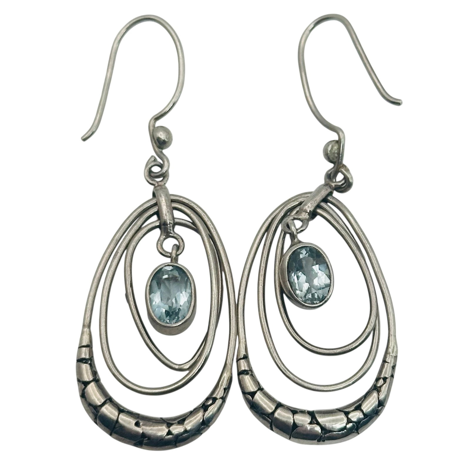 Signed Indonesia Sterling Topaz Dangle Earrings (1 of 5)