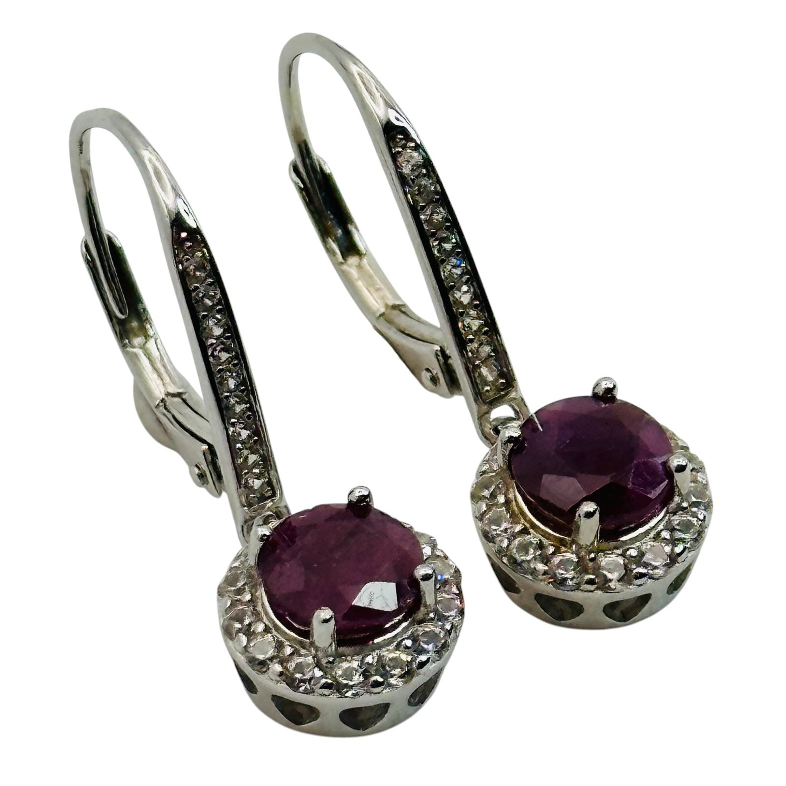 Sterling Ruby Spinel Surround Earrings (1 of 6)
