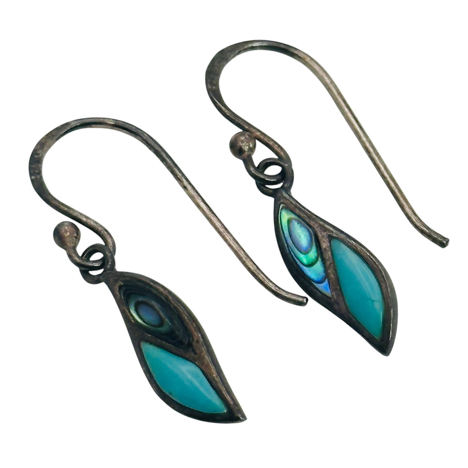 Southwest Sterling Turquoise Abalone Earrings: Southwest sterling turquoise abalone earrings 1.3g
