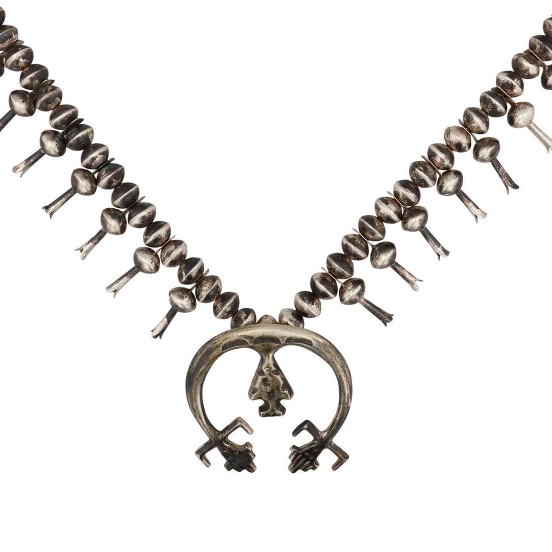 Vintage Navajo Sterling Squash Blossom Necklace (1 of 6)