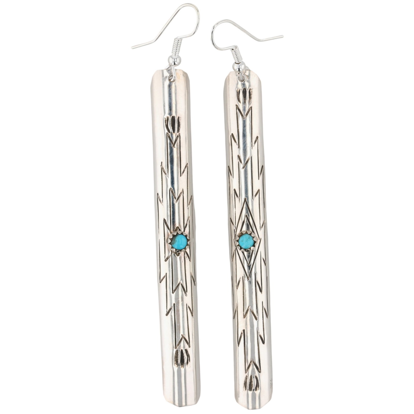 Florence Tahe Navajo Sterling Kingman Turquoise Earrings: Florence Tahe Navajo Sterling Kingman Turquoise Earrings / 5g
