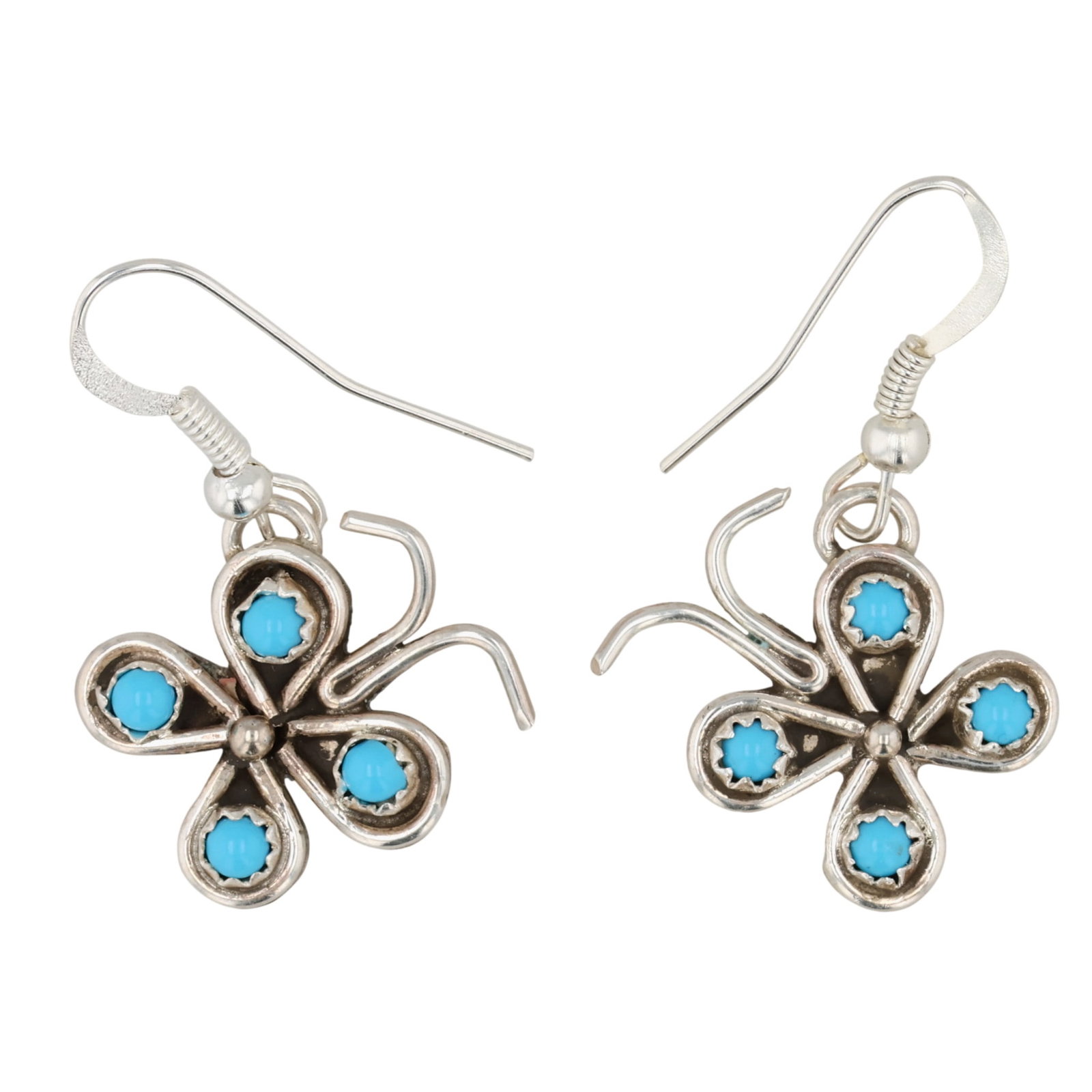 Felicia Charley Navajo Sterling Turquoise Butterfly Earrings: Felicia Charley Navajo Sterling Turquoise Butterfly Earrings / 4g