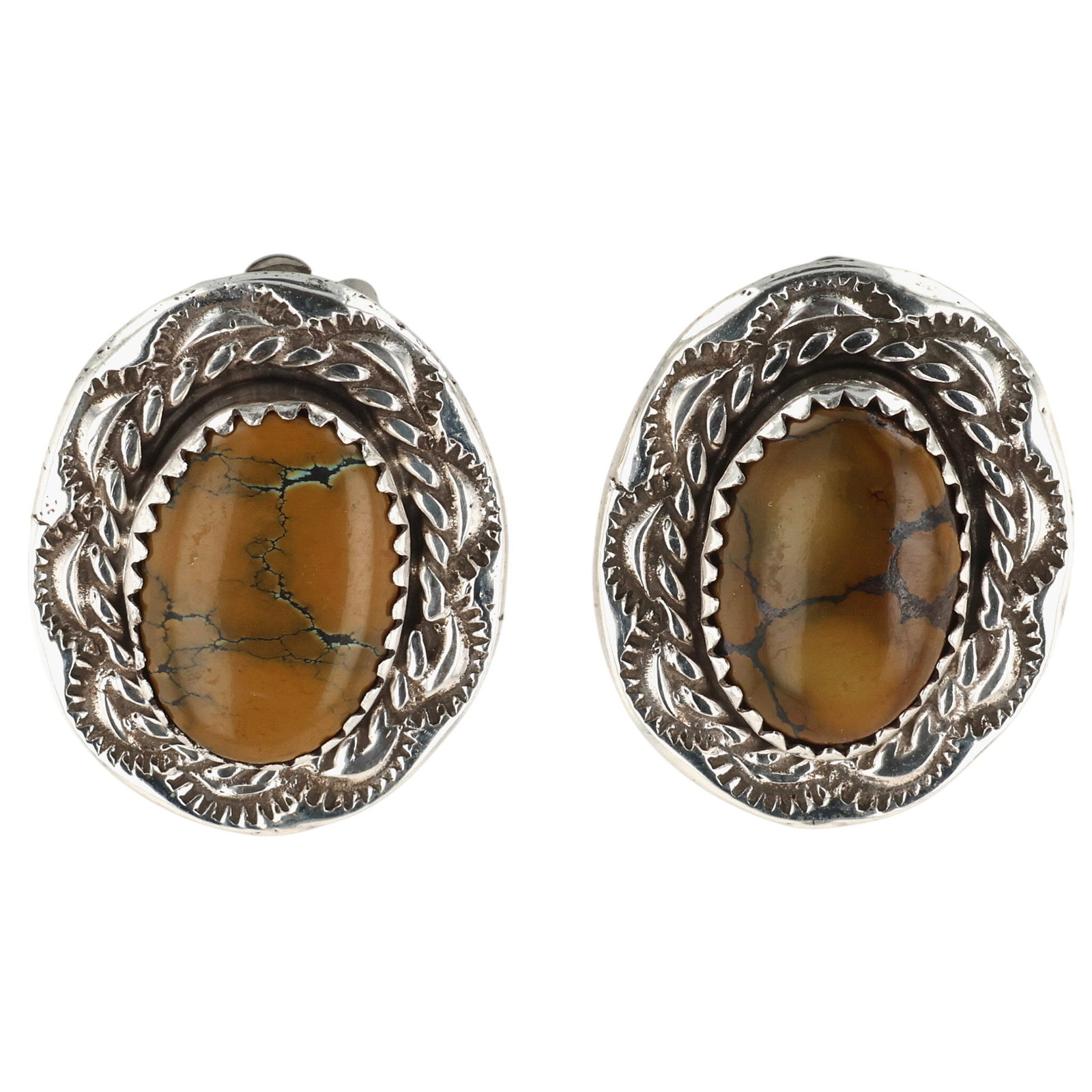 Signed Navajo Sterling Hubei Turquoise Earrings: Signed JJ Navajo Sterling Hubei Turquoise Earrings / 11g