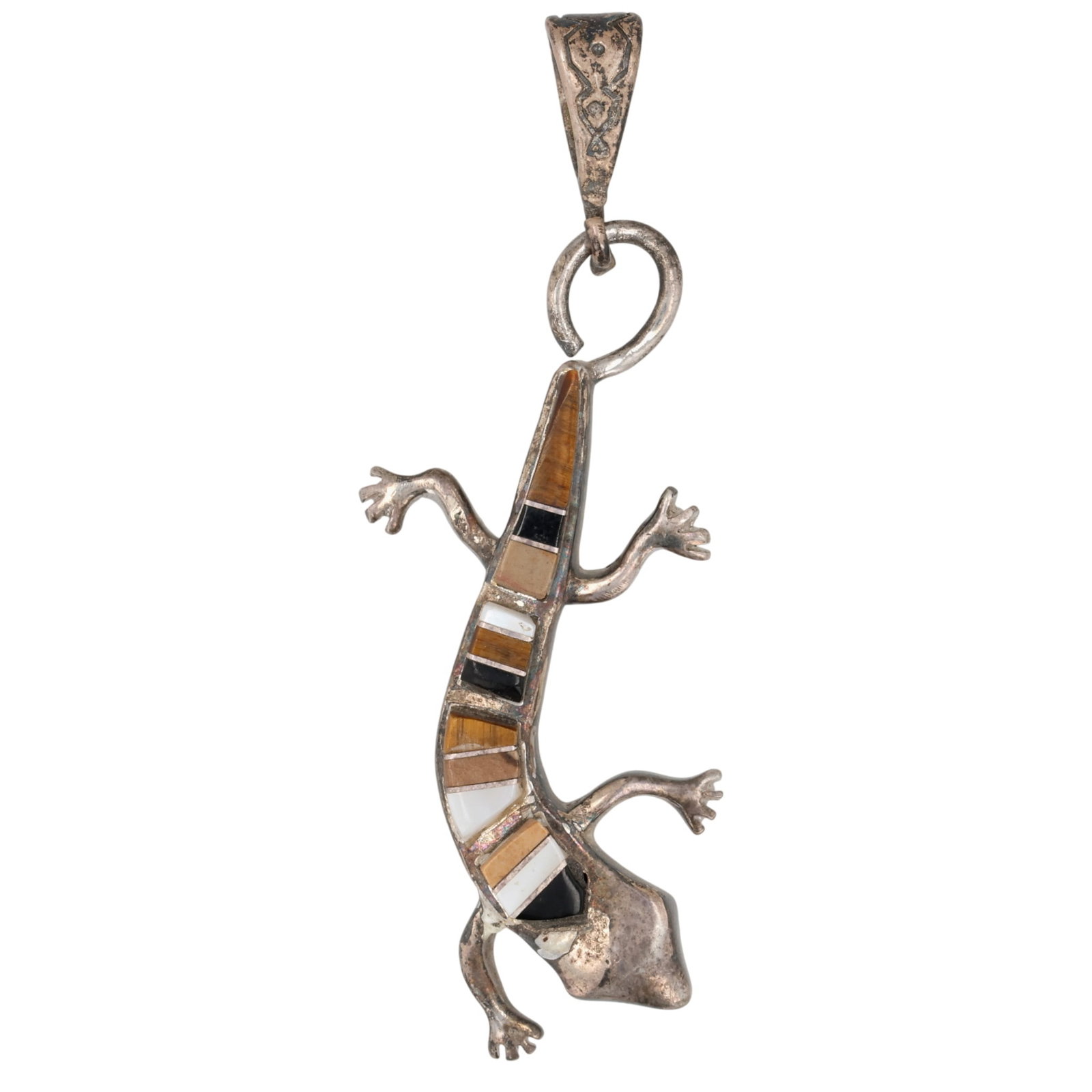 Southwest Sterling Multi-Stone Lizard Pendant (1 of 4)