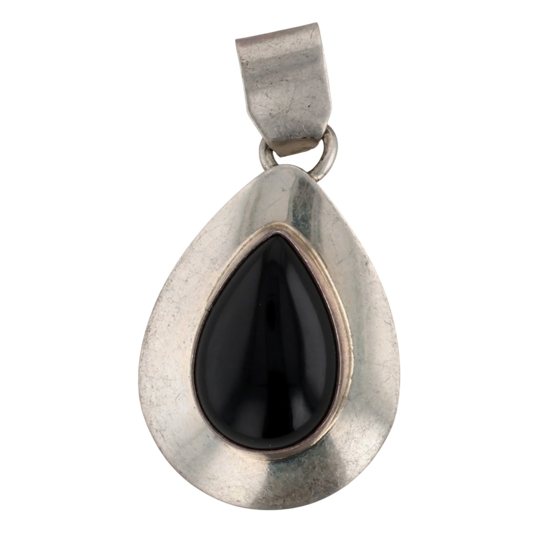 Signed Navajo Sterling Onyx Pendant (1 of 4)